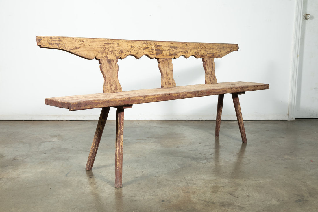 19th Century Painted Primitive French Provençal Bench