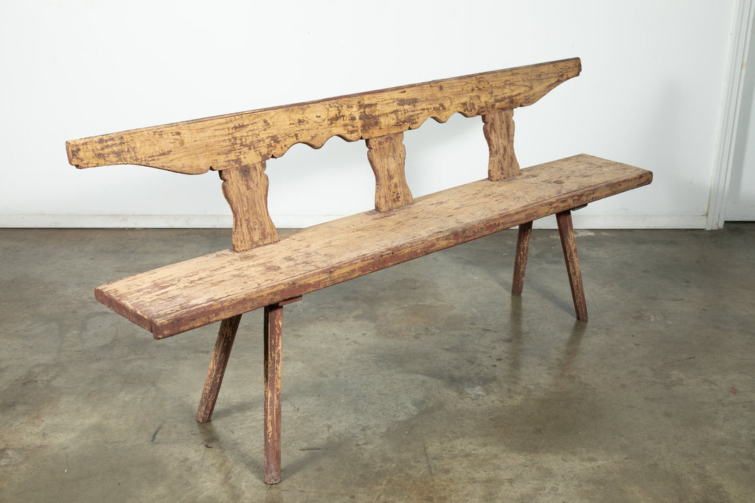 19th Century Painted Primitive French Provençal Bench