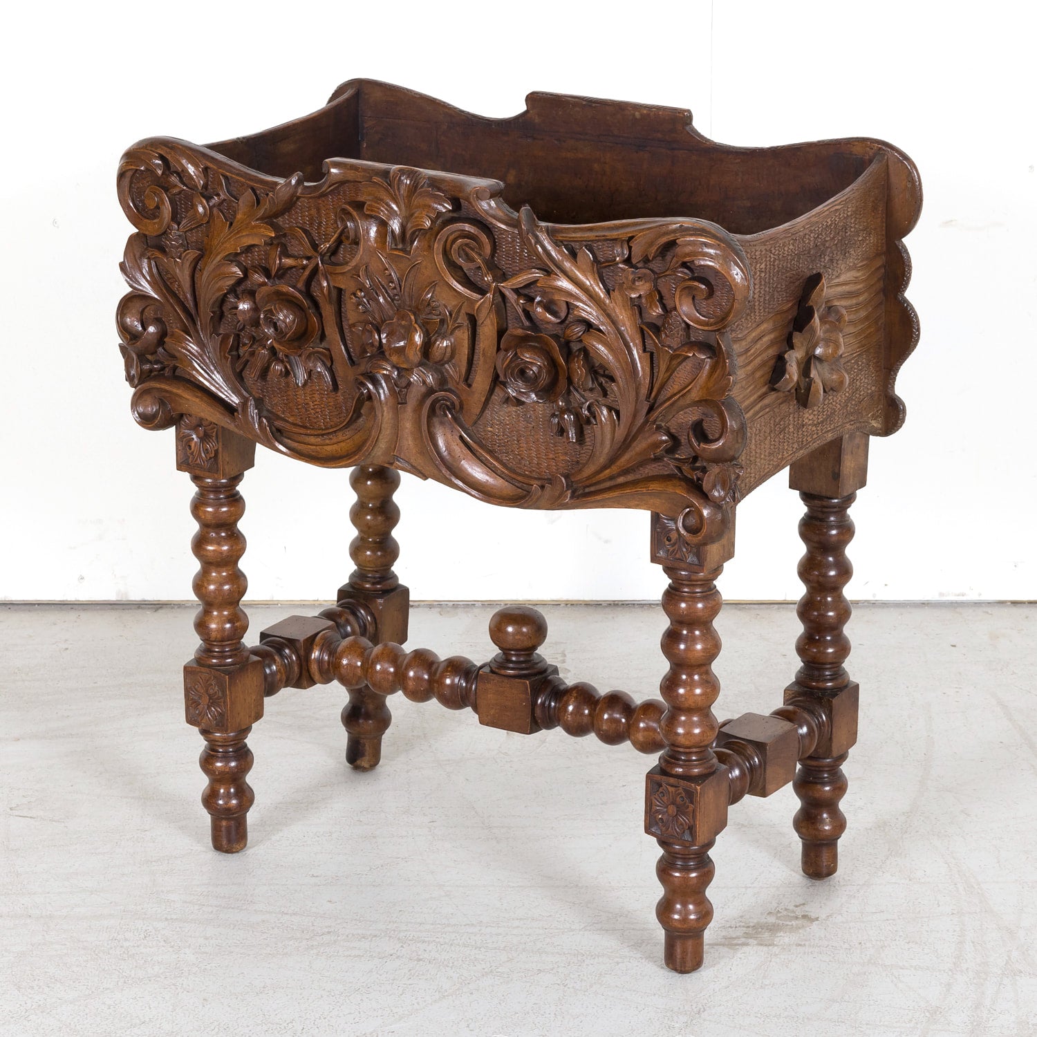 19th Century French Hand Carved Walnut Black Forest Jardiniére or Planter