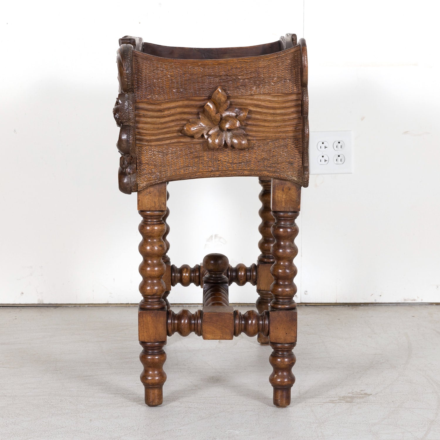 19th Century French Hand Carved Walnut Black Forest Jardiniére or Planter