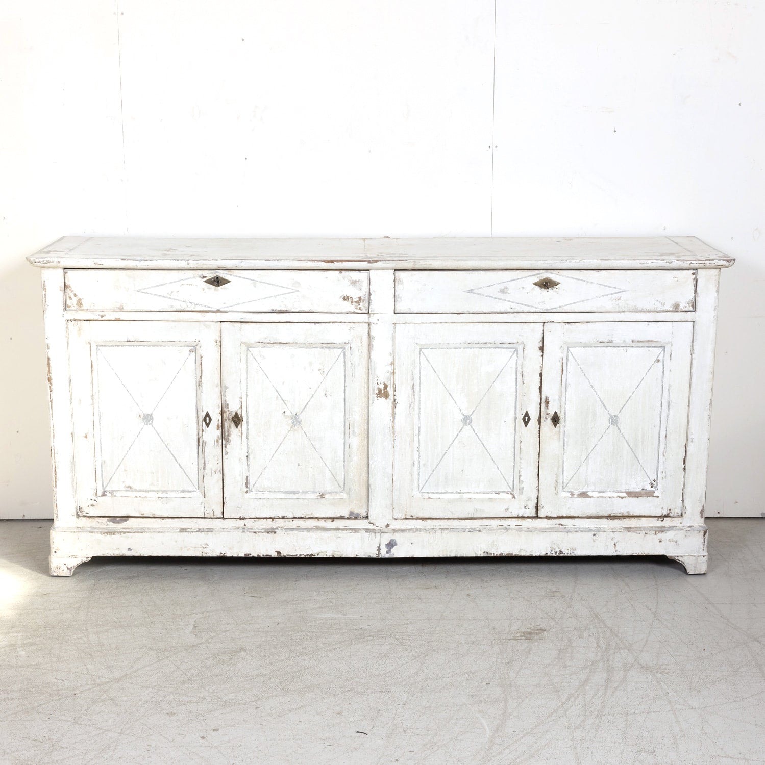 Large 19th Century French Painted Louis Philippe Period Enfilade Buffet