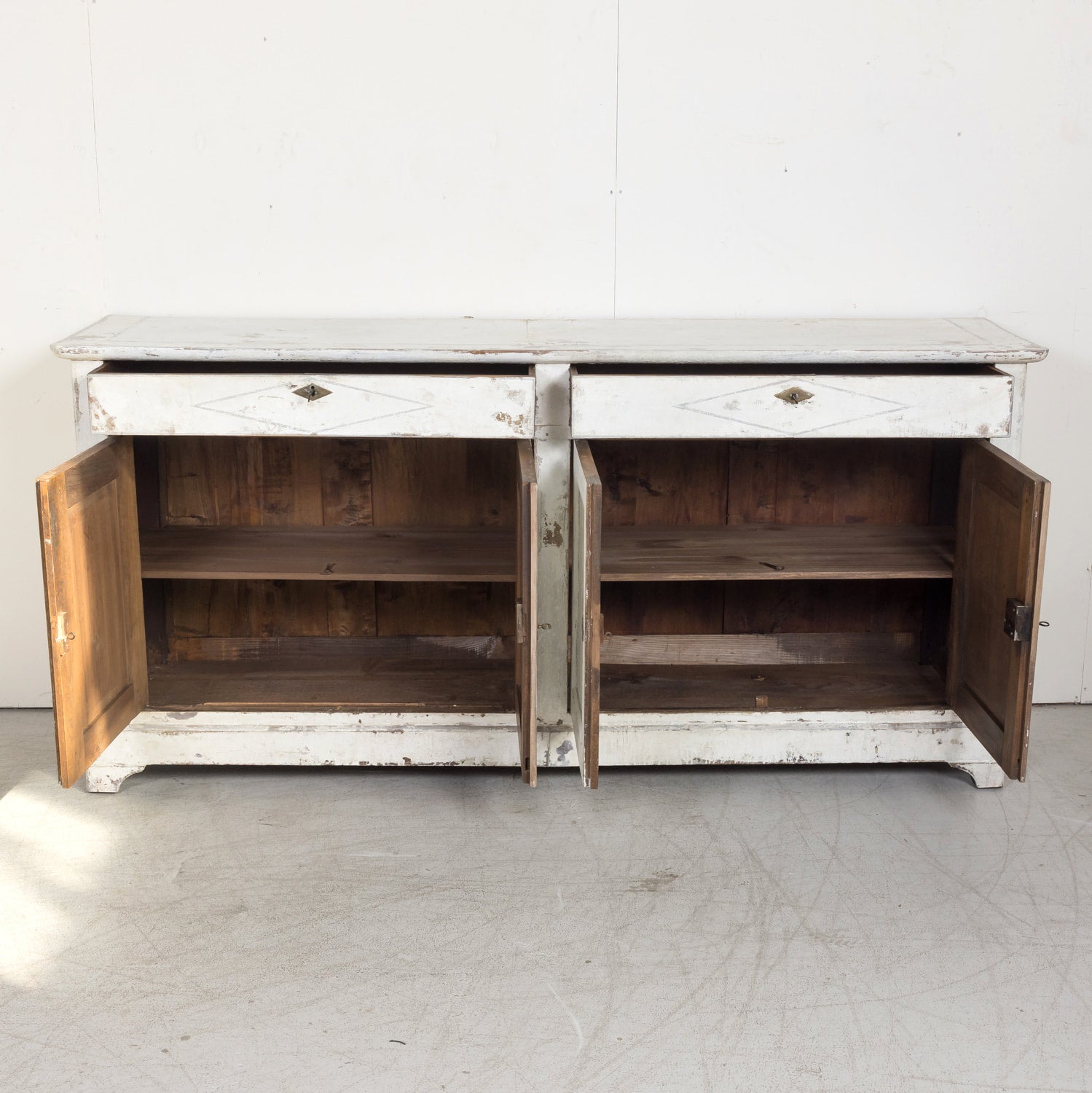 Large 19th Century French Painted Louis Philippe Period Enfilade Buffet