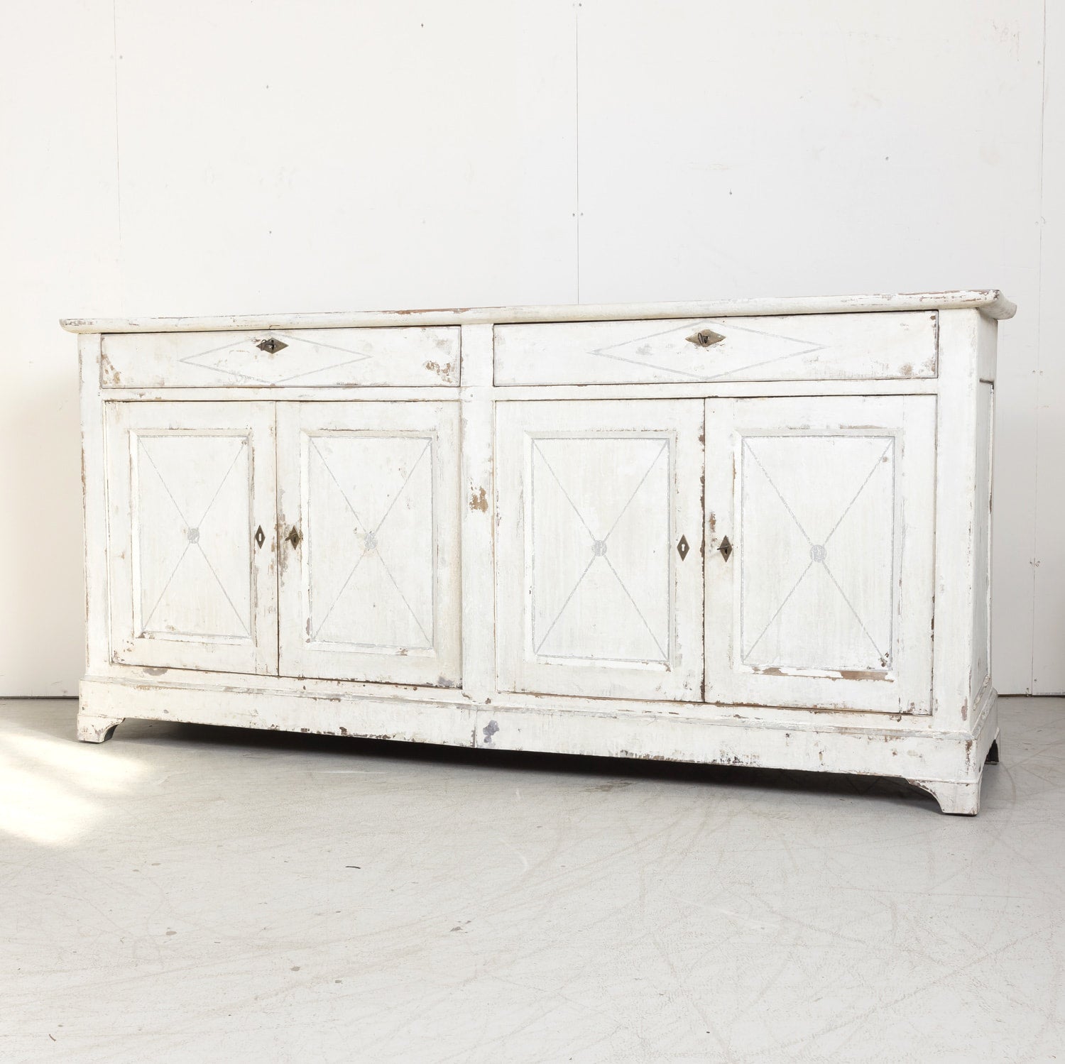 Large 19th Century French Painted Louis Philippe Period Enfilade Buffet