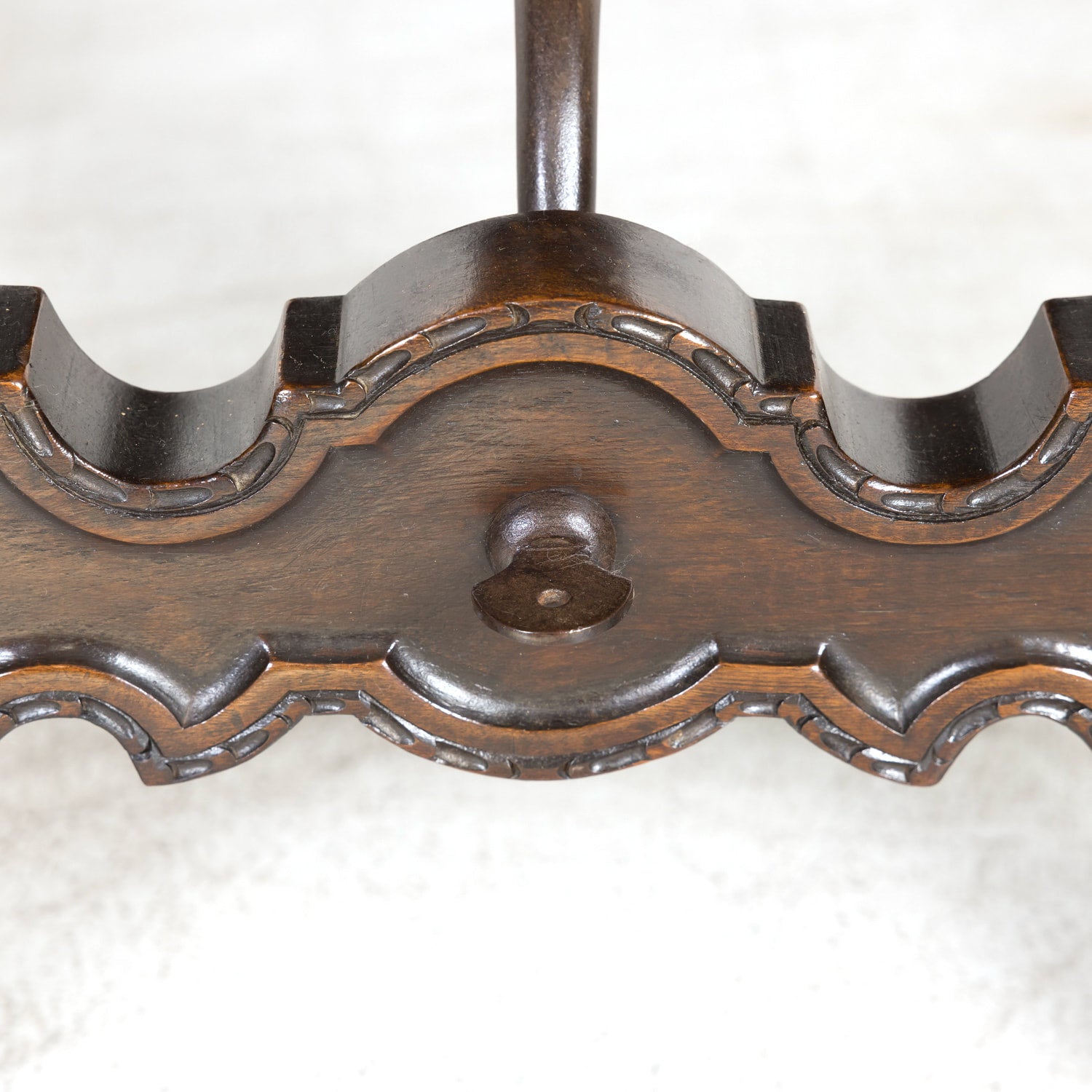 19th Century Spanish Baroque Style Lyre Leg Walnut Writing Table or Side Table with Iron Stretchers