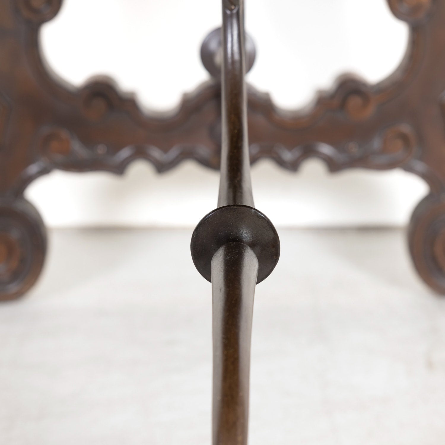 19th Century Spanish Baroque Style Lyre Leg Walnut Writing Table or Side Table with Iron Stretchers