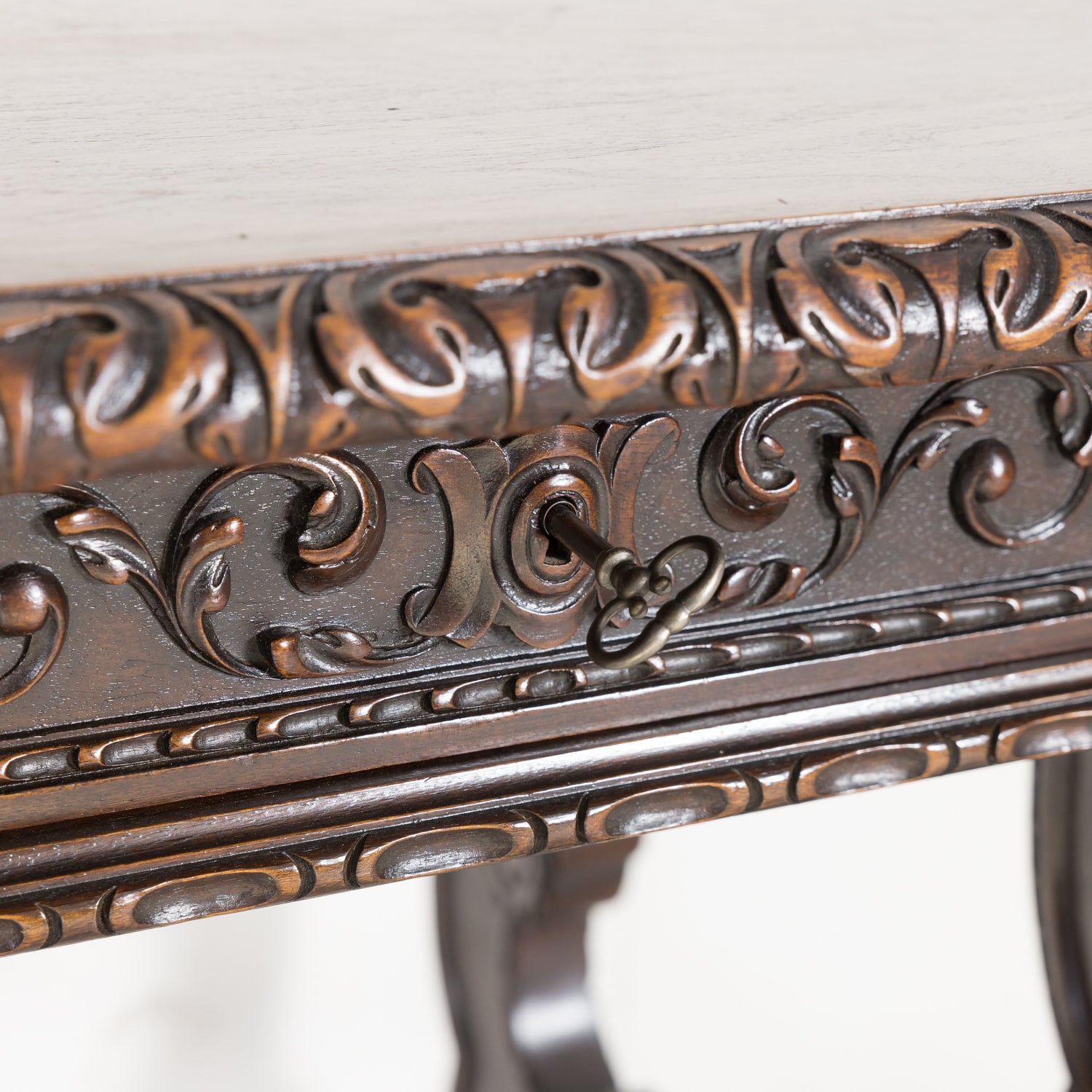 19th Century Spanish Baroque Style Lyre Leg Walnut Writing Table or Side Table with Iron Stretchers