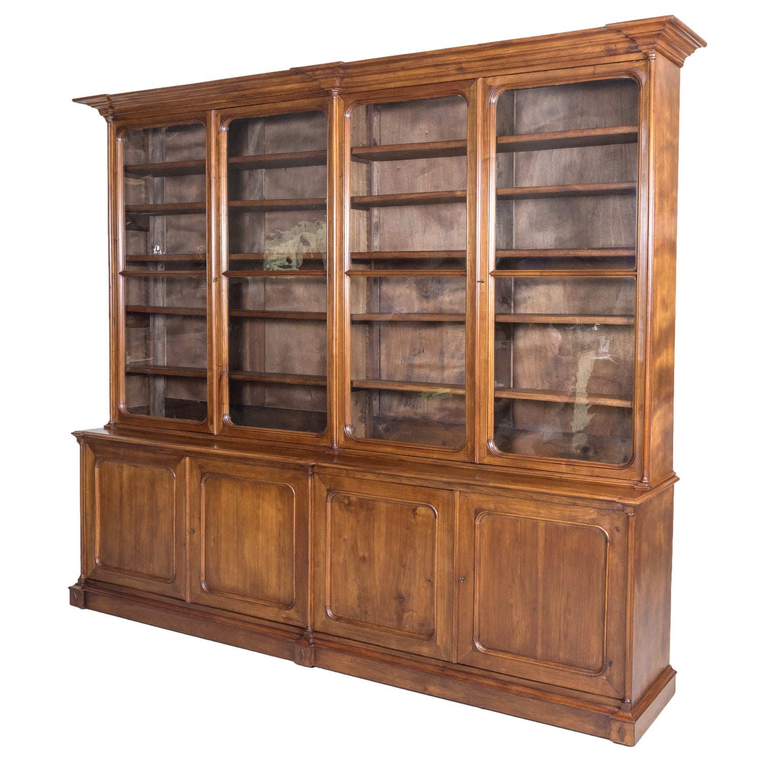 Monumental Antique French Directoire Style Cherry Bibliotheque or Bookcase