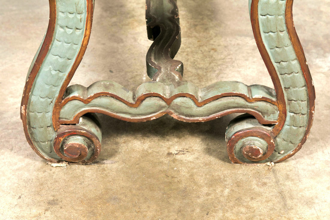 Pair of 18th Century Carved and Painted Baroque Tuscan Arm Benches  