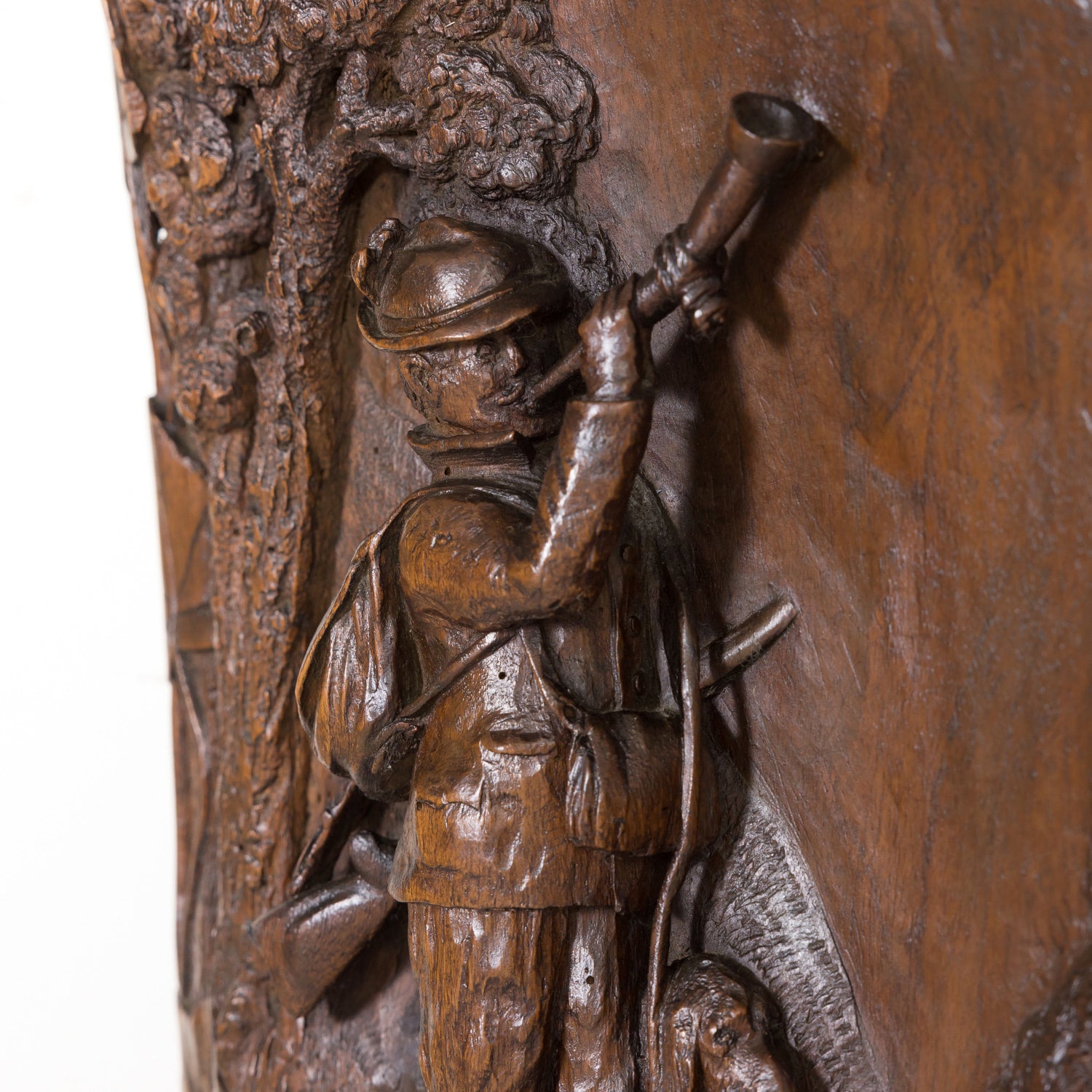 Hand Carved Swiss Black Forest Trophy Plaque with Antlers