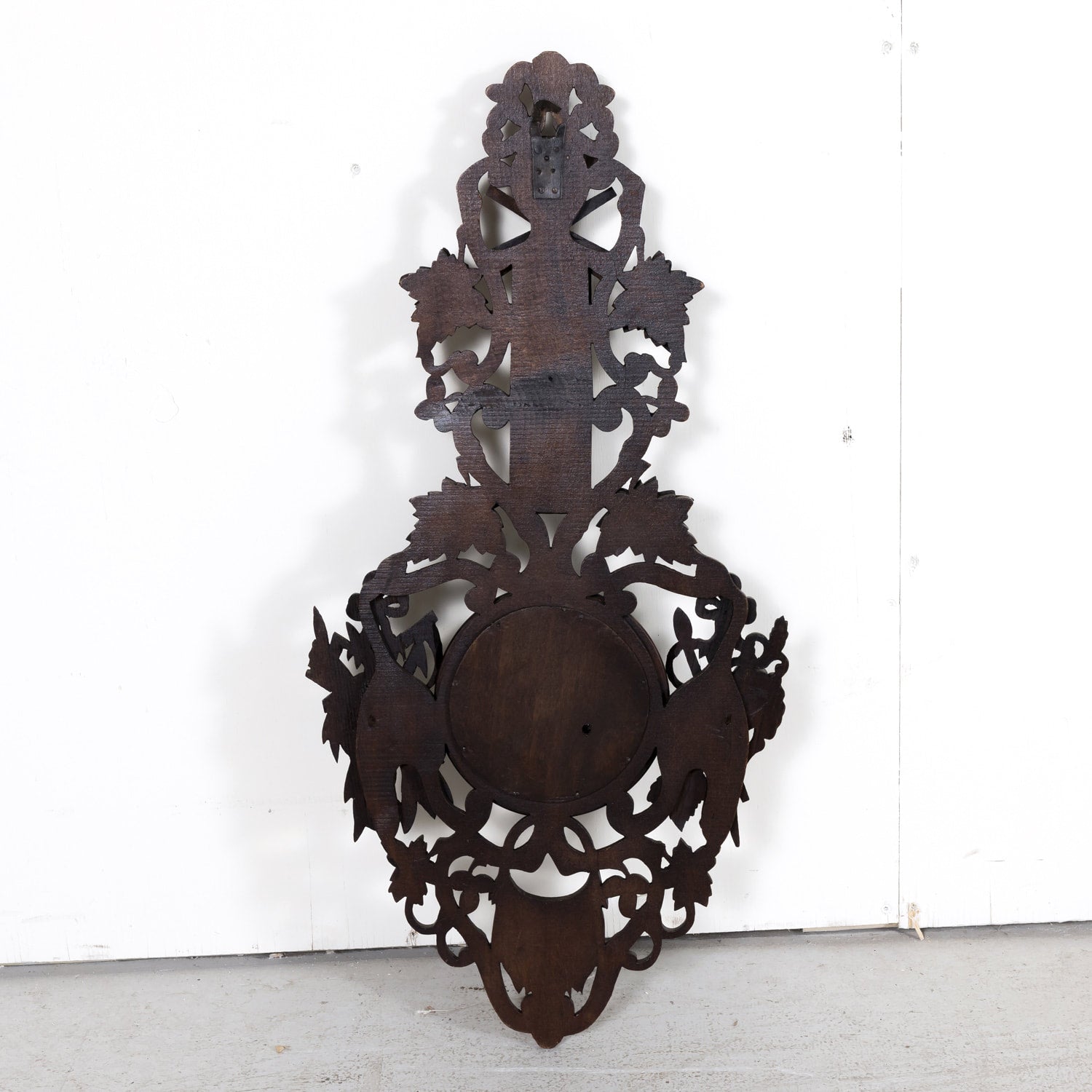 Early 20th Century French Carved Black Forest Hunting Barometer and Thermometer with Hunting Dog