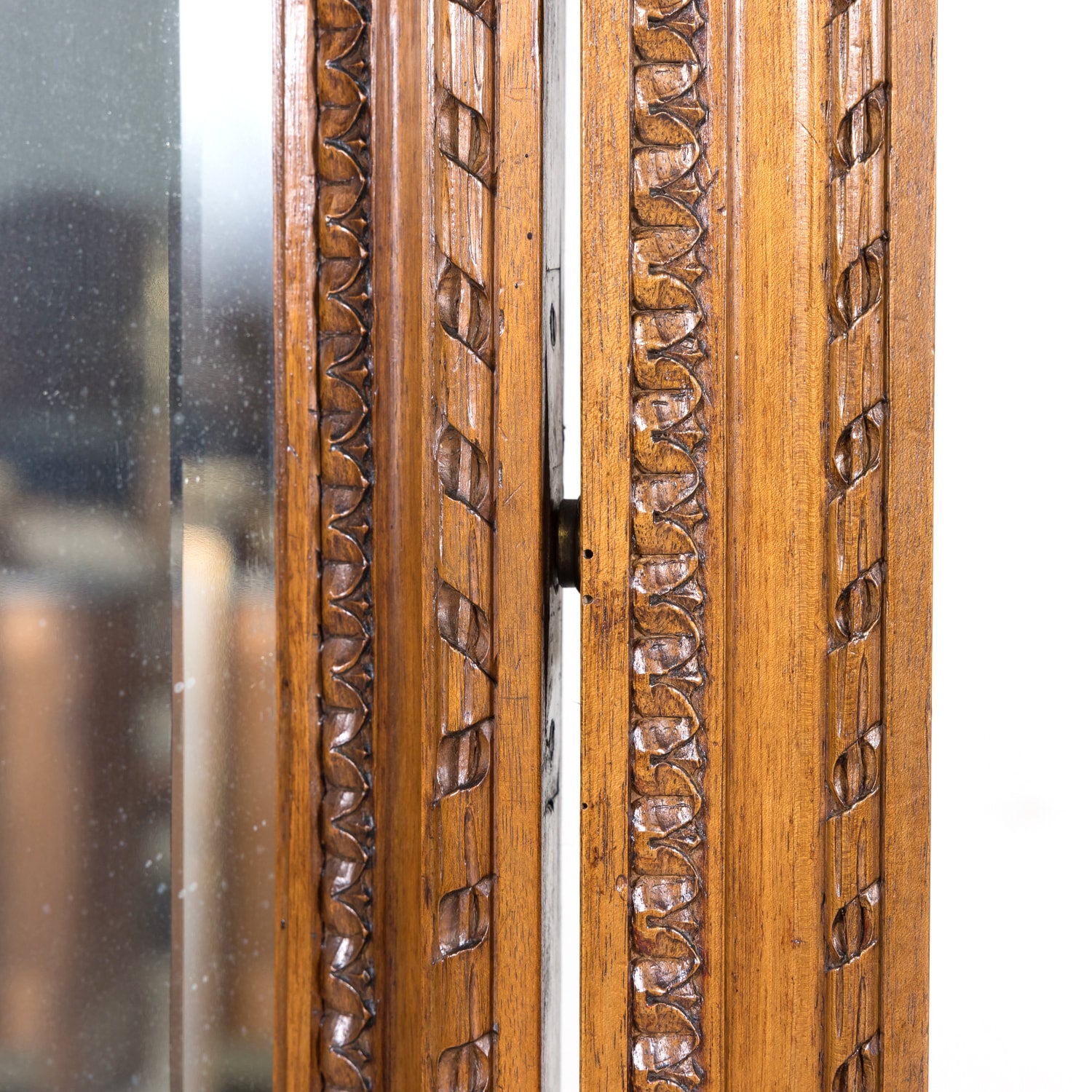 Exceptional 19th Century French Louis XVI Style Carved Walnut Beveled Cheval Dressing Mirror