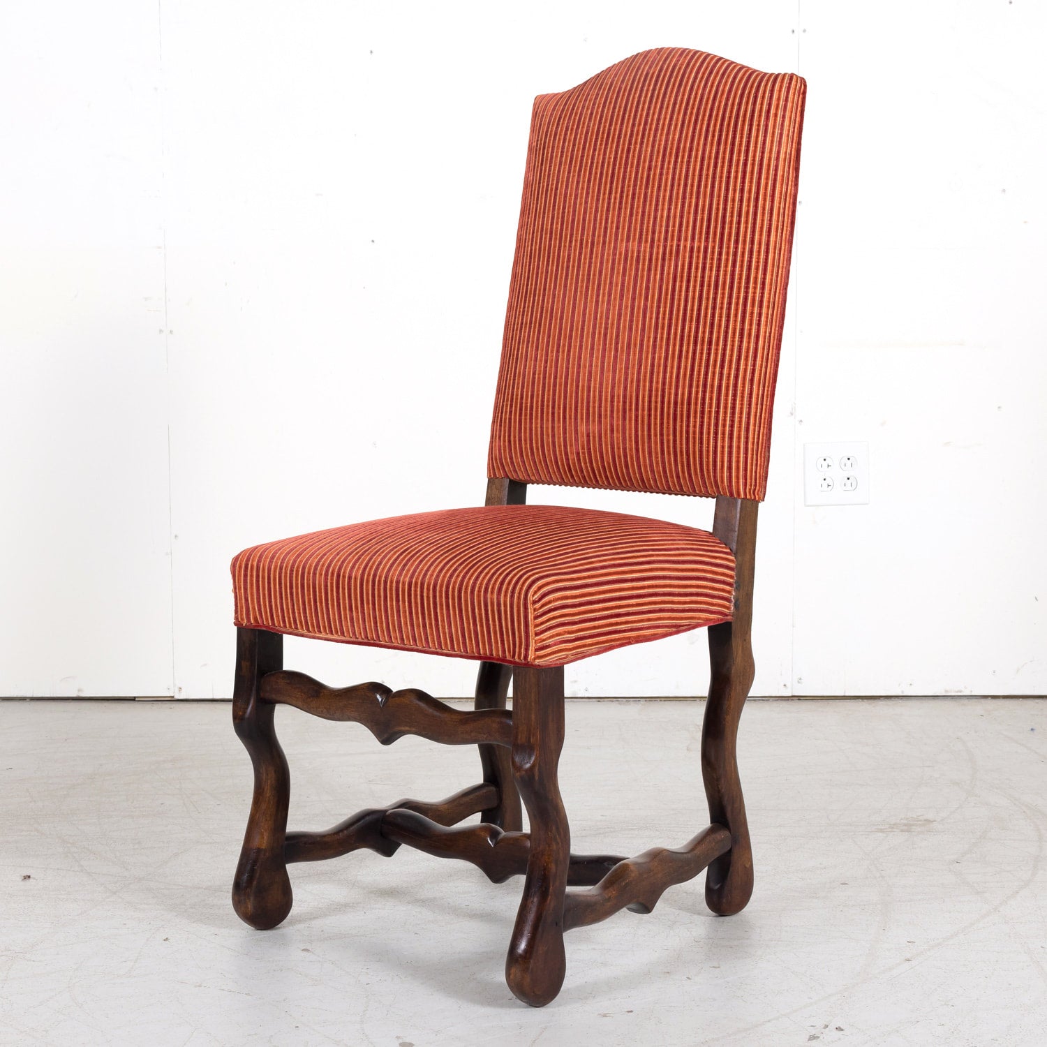 Set of 10 Antique French Louis XIII Style Os de Mouton Walnut Dining Side Chairs