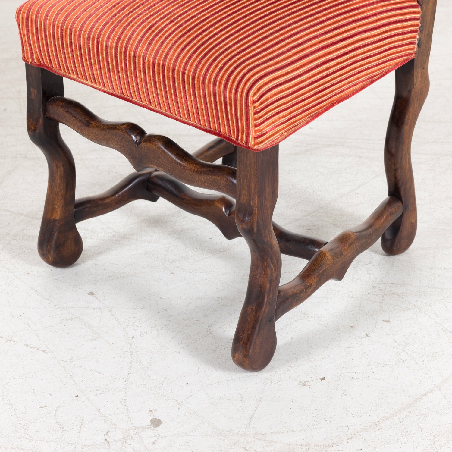 Set of 10 Antique French Louis XIII Style Os de Mouton Walnut Dining Side Chairs