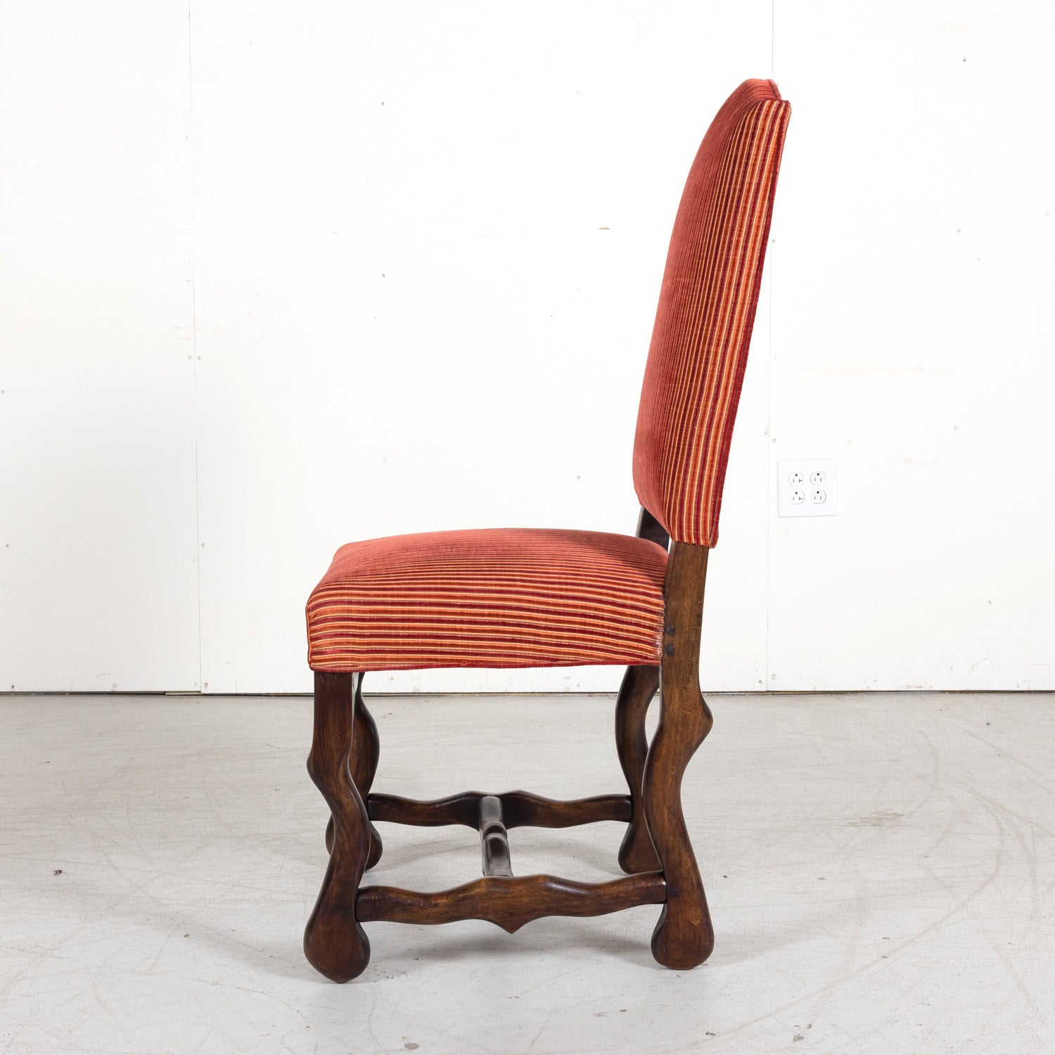 Set of 10 Antique French Louis XIII Style Os de Mouton Walnut Dining Side Chairs