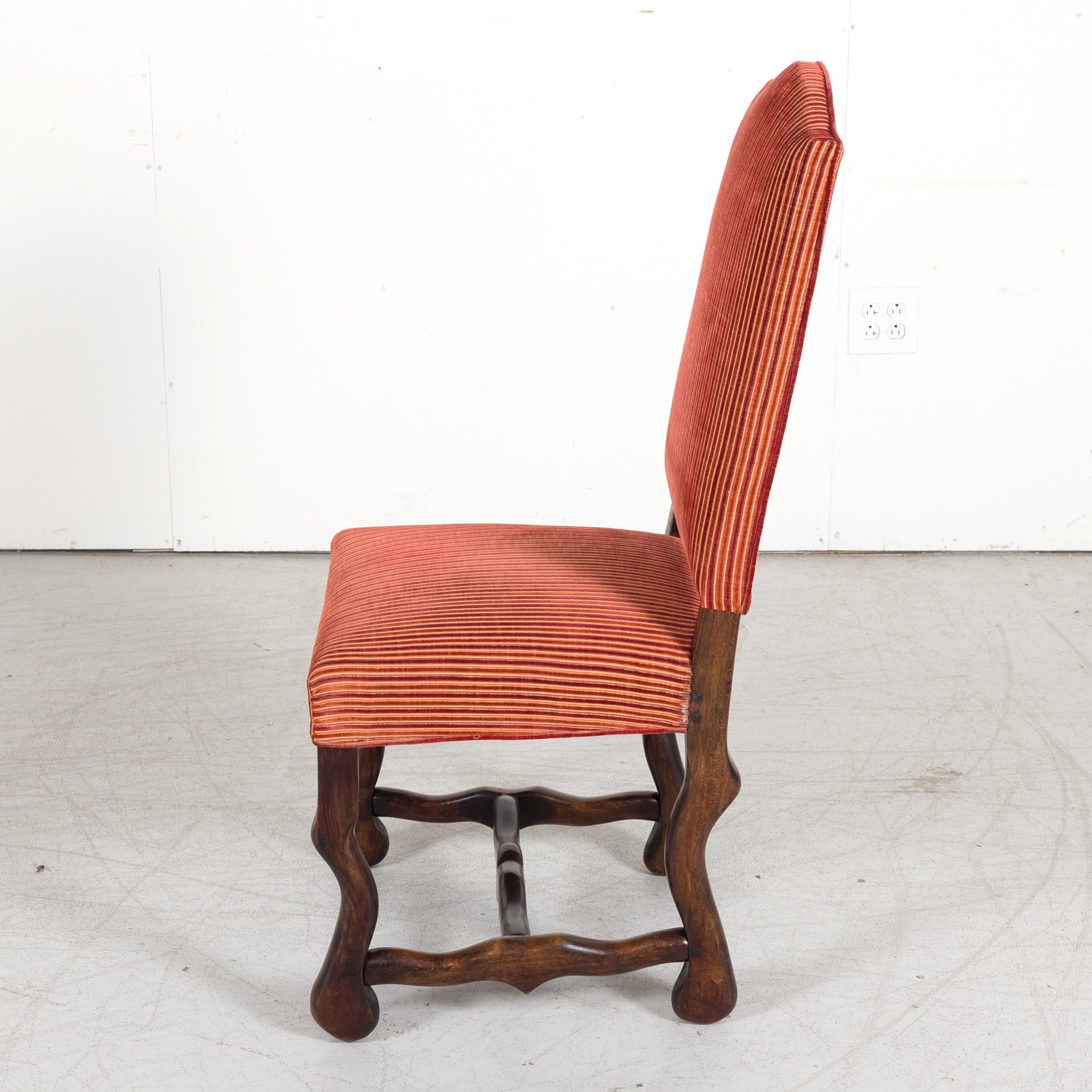 Set of 10 Antique French Louis XIII Style Os de Mouton Walnut Dining Side Chairs