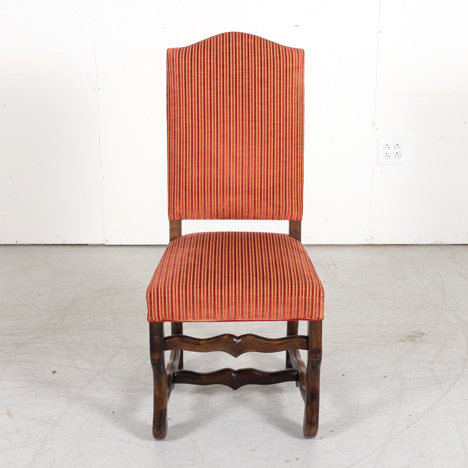 Set of 10 Antique French Louis XIII Style Os de Mouton Walnut Dining Side Chairs