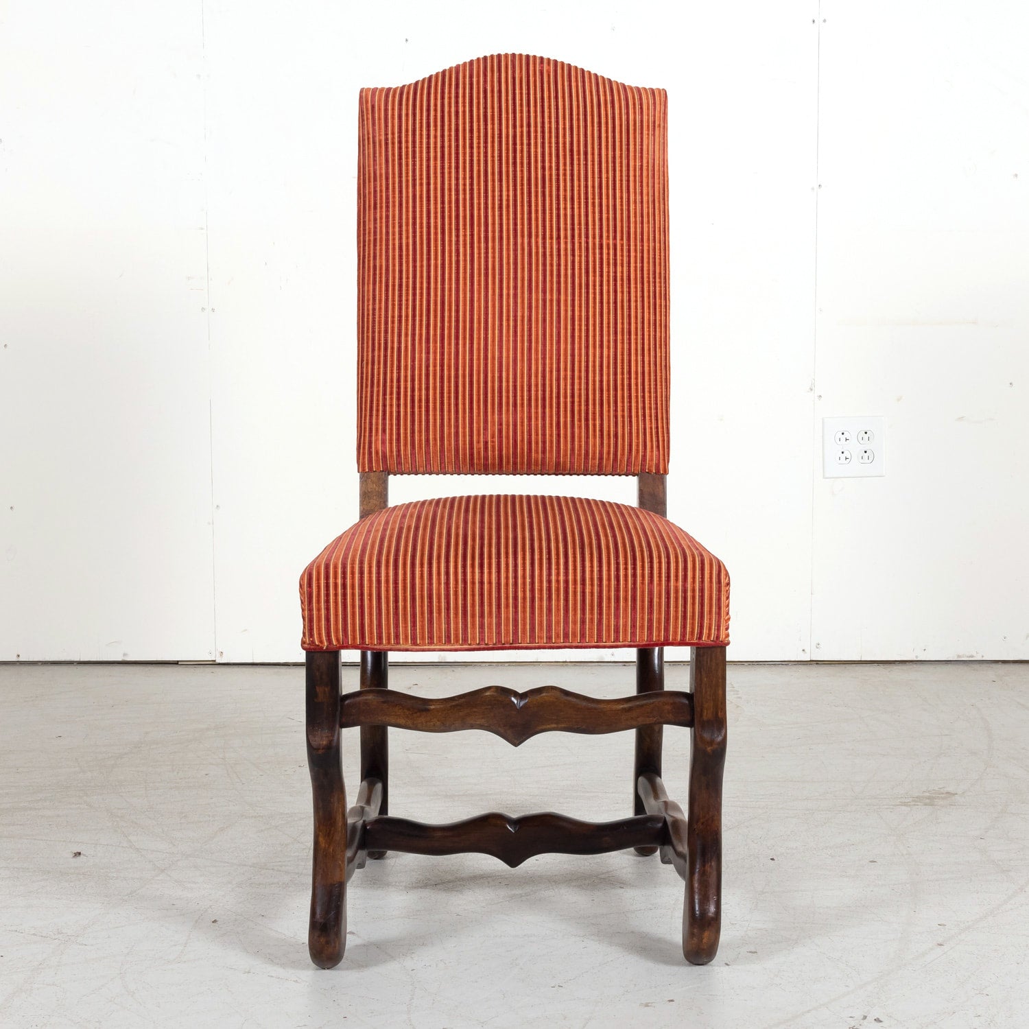 Set of 10 Antique French Louis XIII Style Os de Mouton Walnut Dining Side Chairs