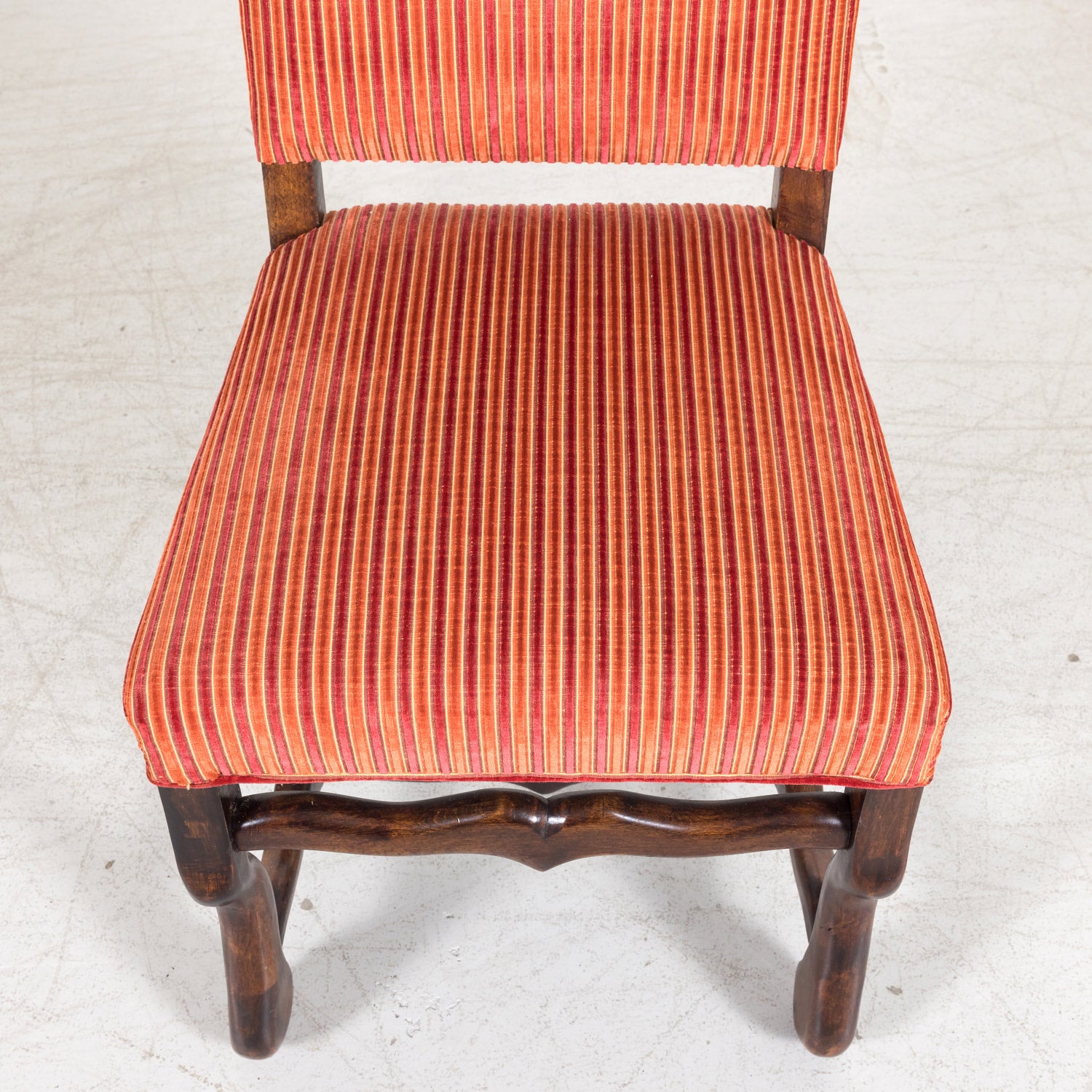 Set of 10 Antique French Louis XIII Style Os de Mouton Walnut Dining Side Chairs