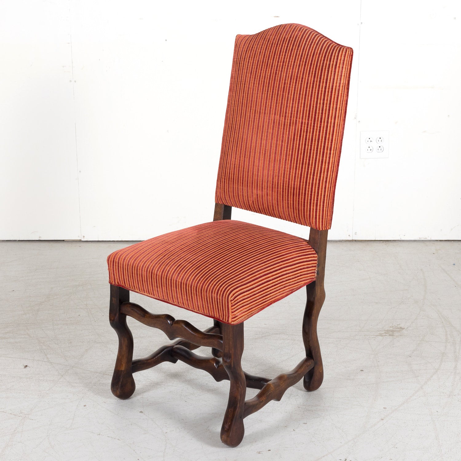 Set of 10 Antique French Louis XIII Style Os de Mouton Walnut Dining Side Chairs