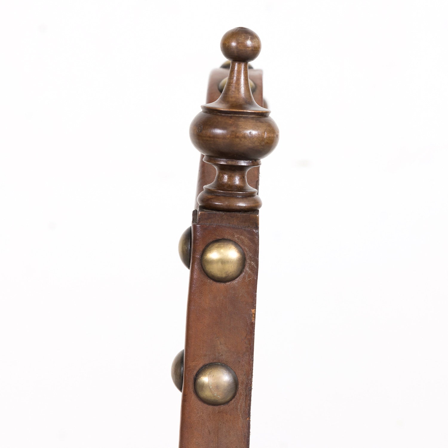 19th Century Spanish Baroque Style Leather and Walnut Side Chairs with Nailhead Trim, Set of 4