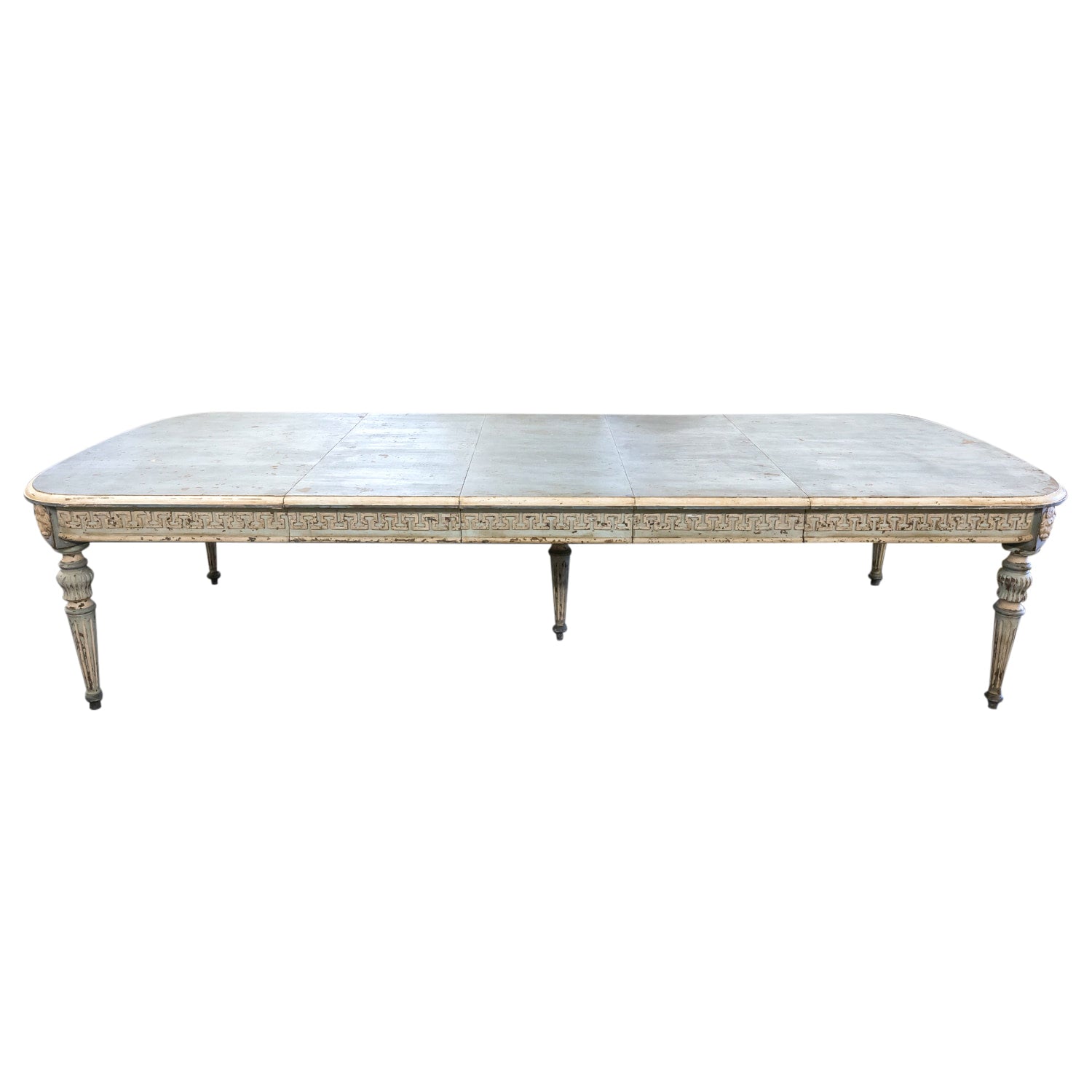 Grand Painted Italian 19th Century Louis XVI Style Dining Table with Leaves