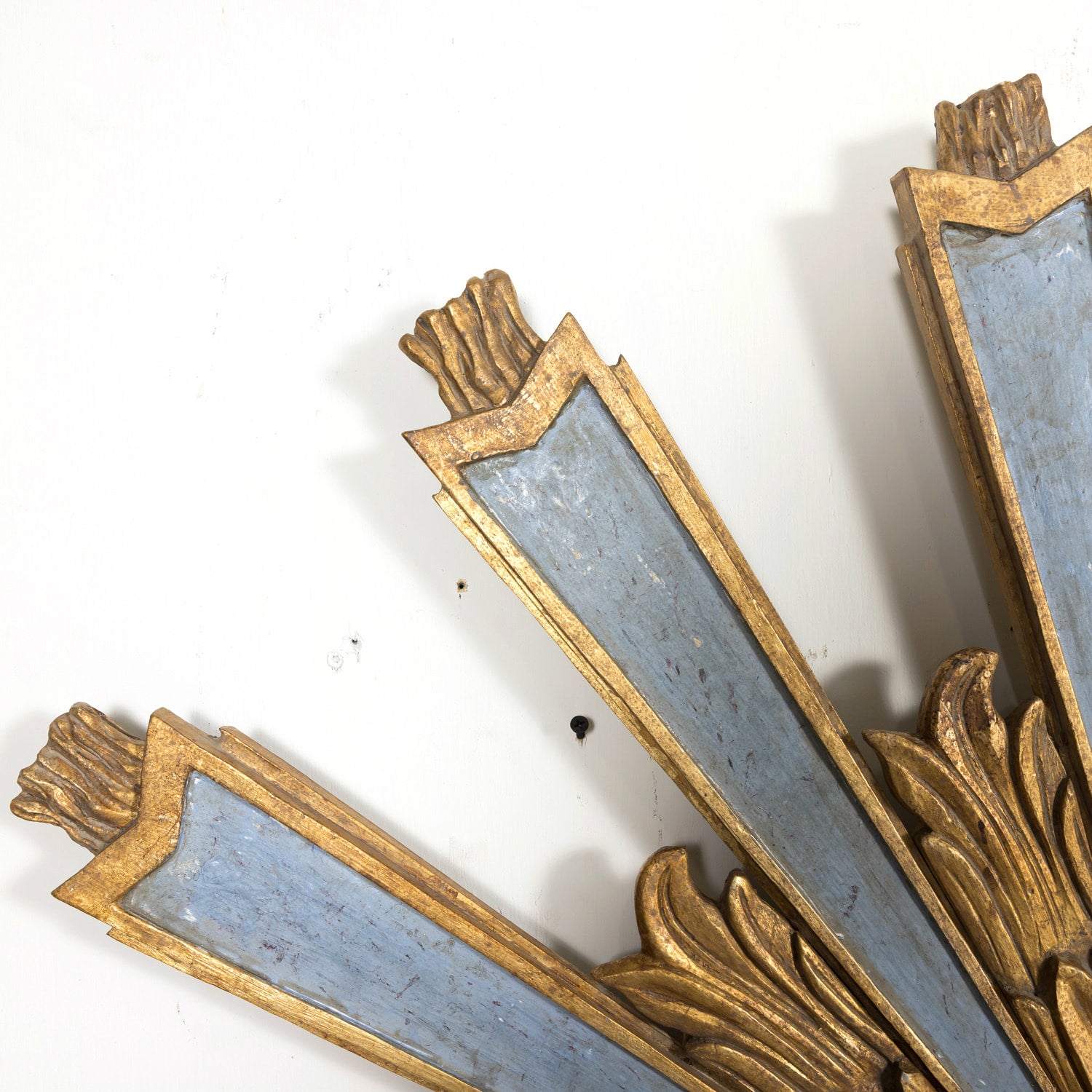 Italian Sunburst Mirror with 19th Century Painted and Giltwood Fragments