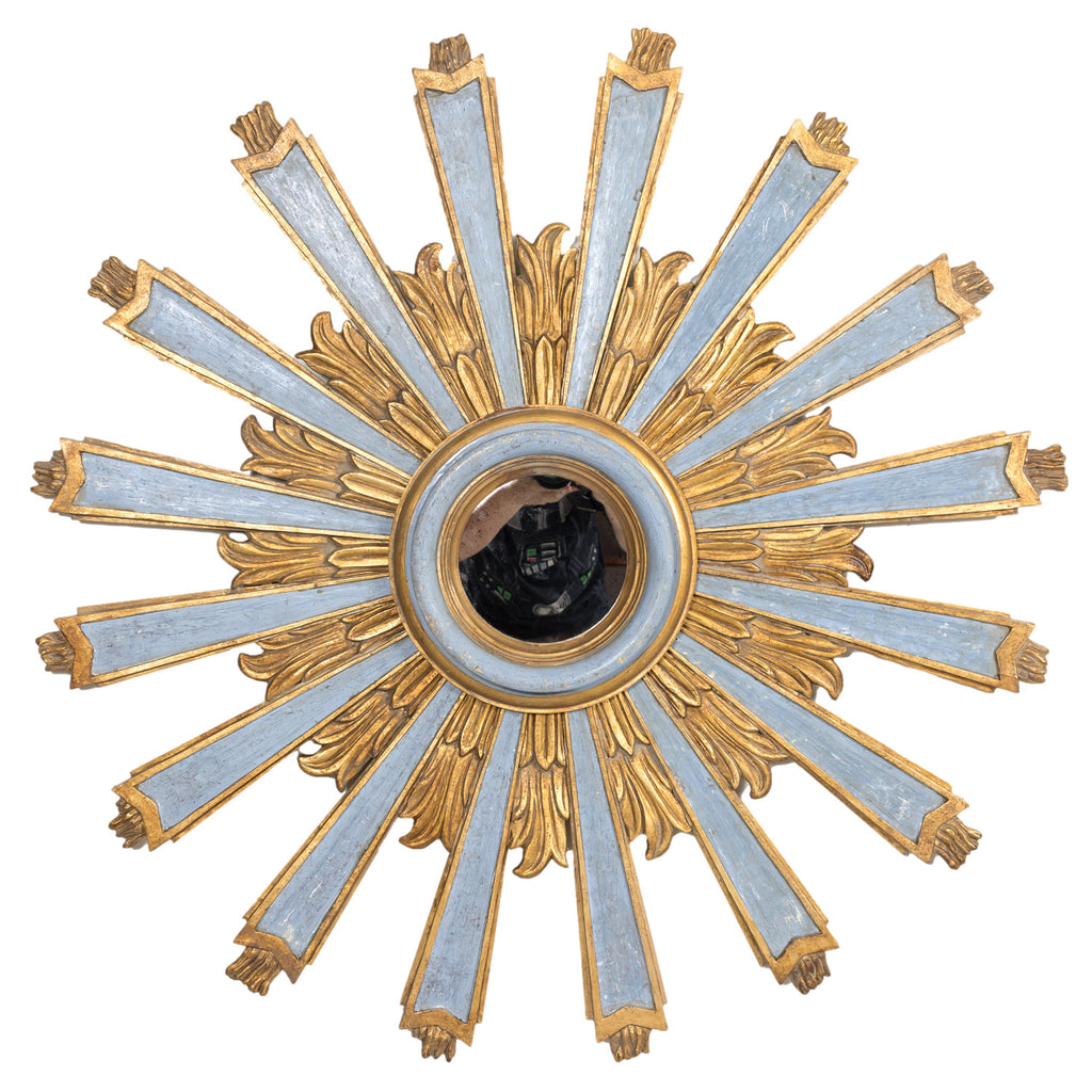 Italian Sunburst Mirror with 19th Century Painted and Giltwood Fragments