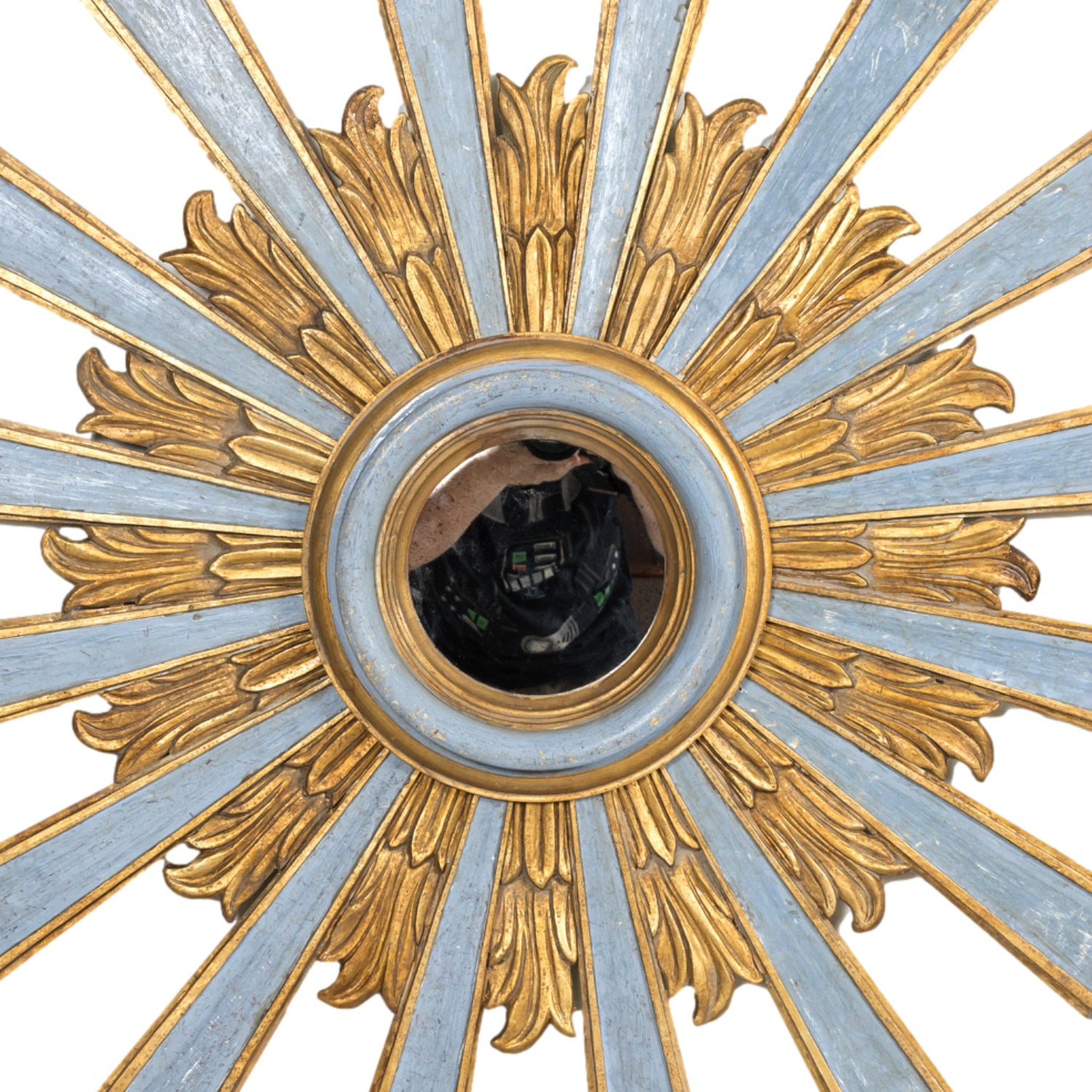 Italian Sunburst Mirror with 19th Century Painted and Giltwood Fragments