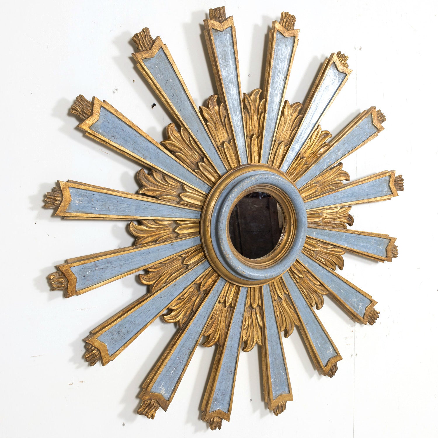 Italian Sunburst Mirror with 19th Century Painted and Giltwood Fragments