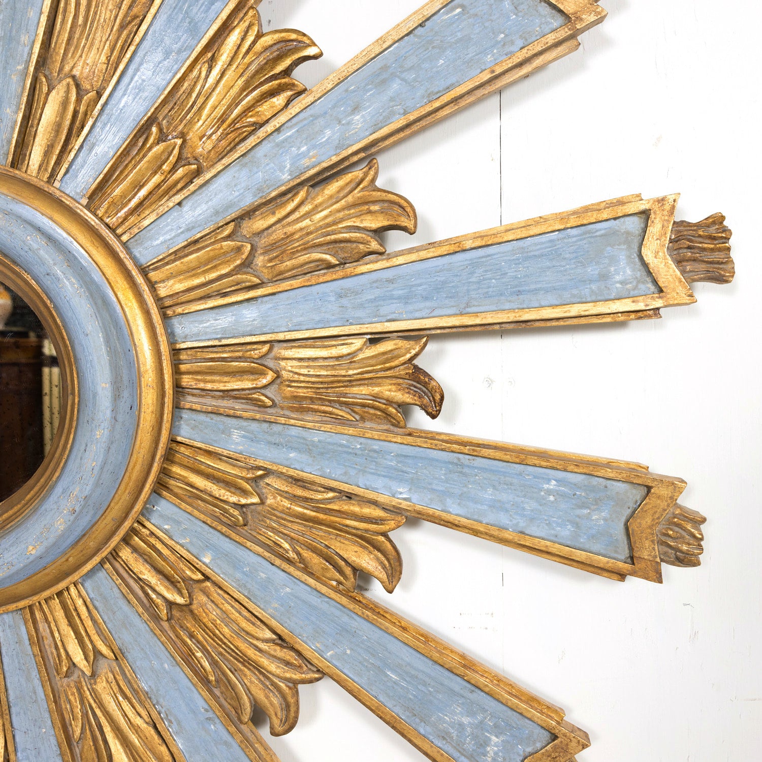 Italian Sunburst Mirror with 19th Century Painted and Giltwood Fragments