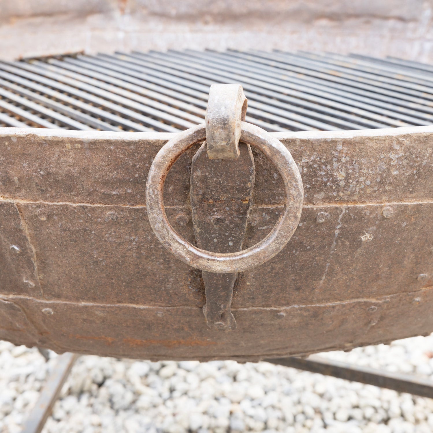 Large Cast Iron Kadai Fire Bowl or Fire Pit on Wheels, 47