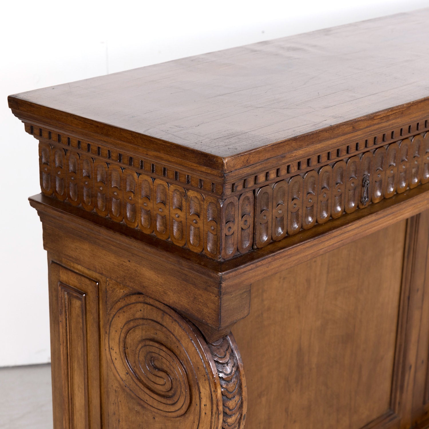 19th Century Spanish Renaissance Style Carved Walnut Wall Console with Three Drawers