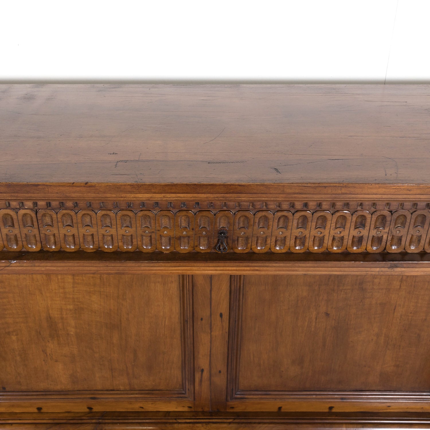 19th Century Spanish Renaissance Style Carved Walnut Wall Console with Three Drawers