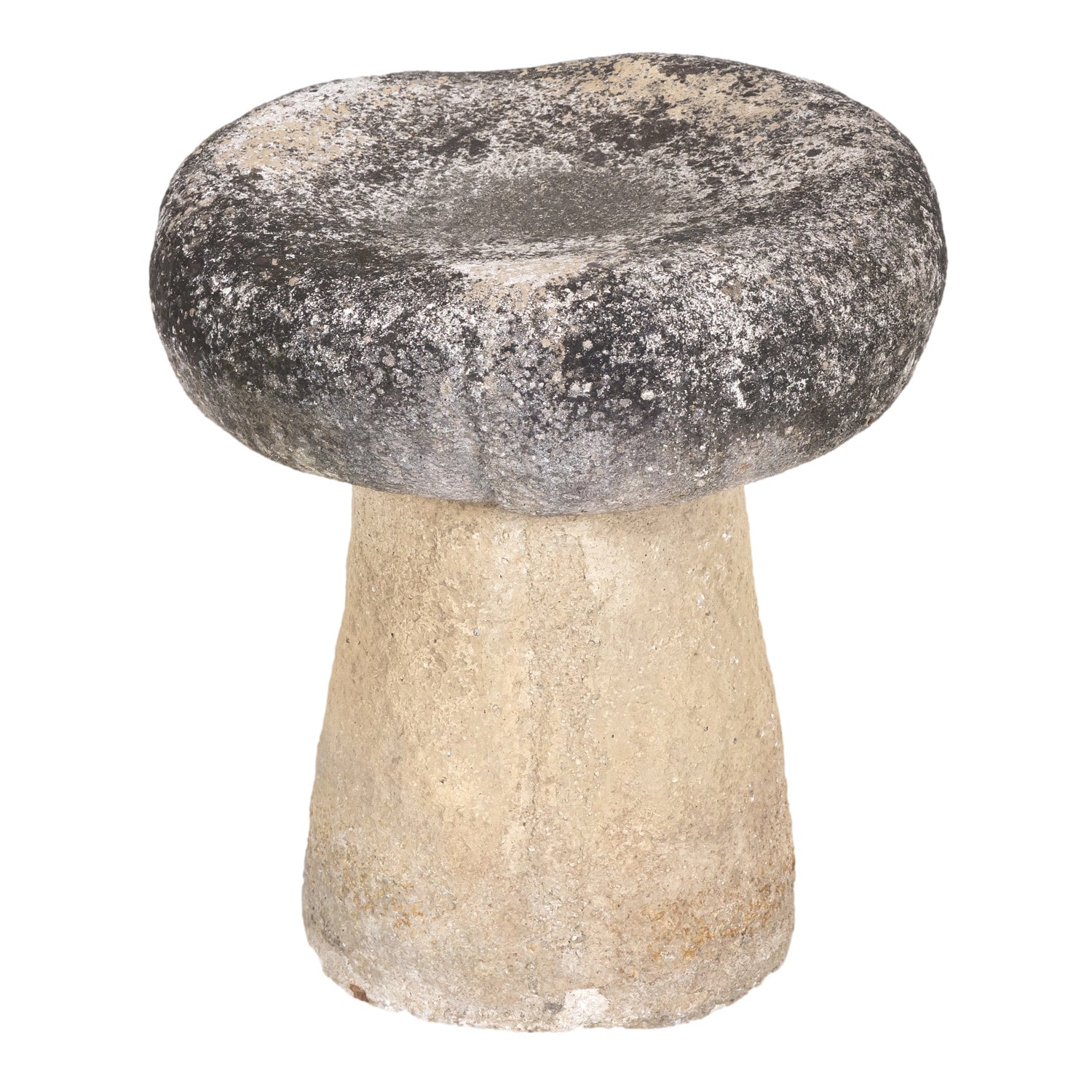 Vintage French Cast Stone Mushroom Garden Seat or Stool