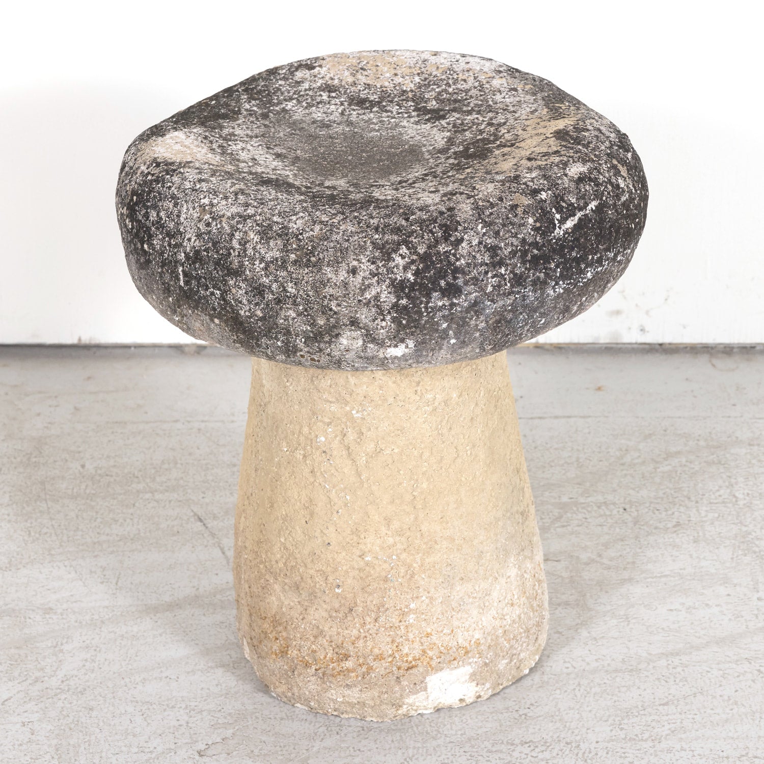 Vintage French Cast Stone Mushroom Garden Seat or Stool
