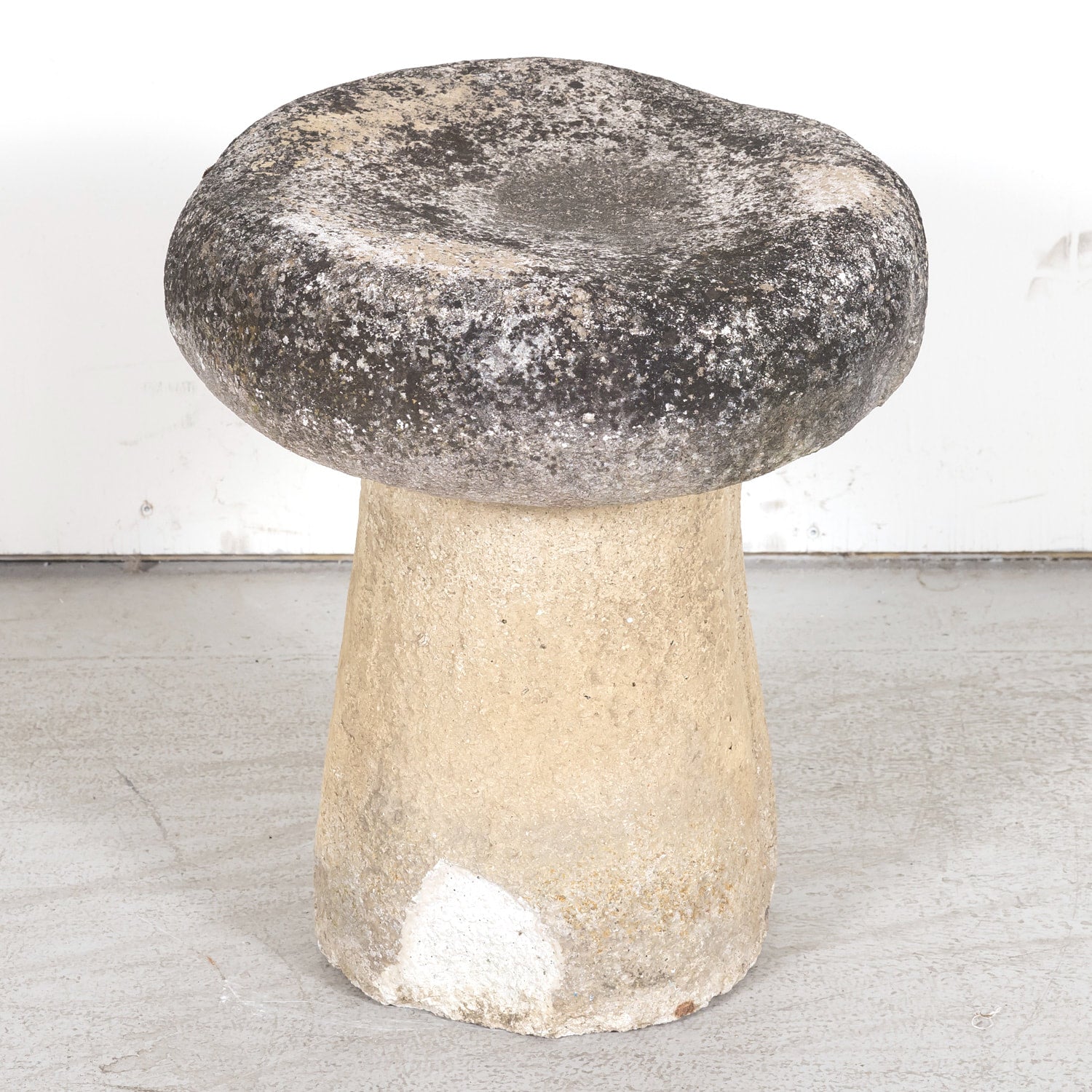Vintage French Cast Stone Mushroom Garden Seat or Stool