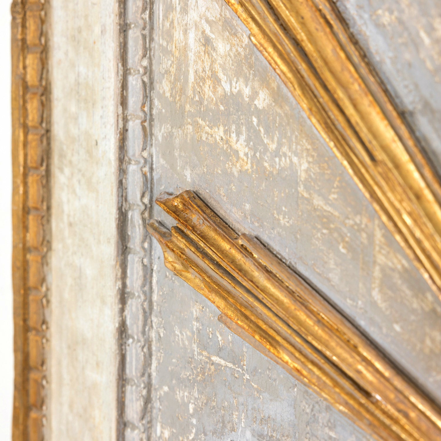Framed Double Panel Italian Sunburst with 19th Century Giltwood and Silver Leaf Fragments