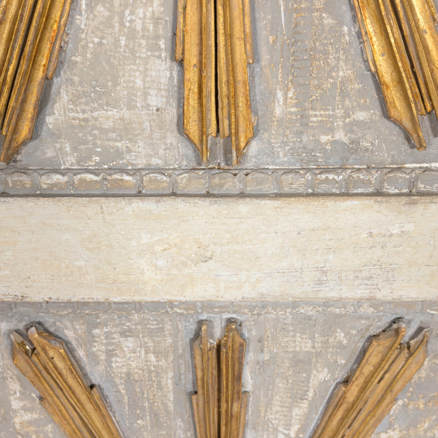 Framed Double Panel Italian Sunburst with 19th Century Giltwood and Silver Leaf Fragments