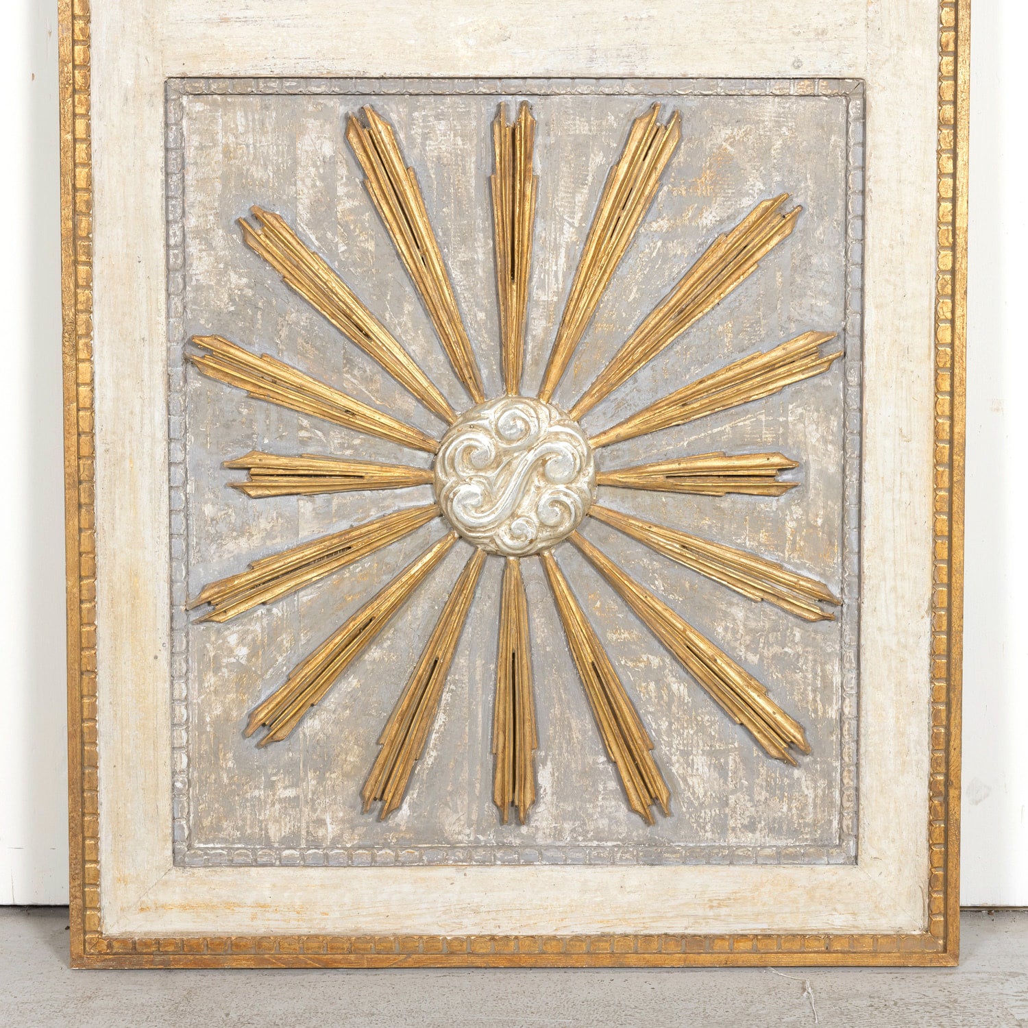 Framed Double Panel Italian Sunburst with 19th Century Giltwood and Silver Leaf Fragments