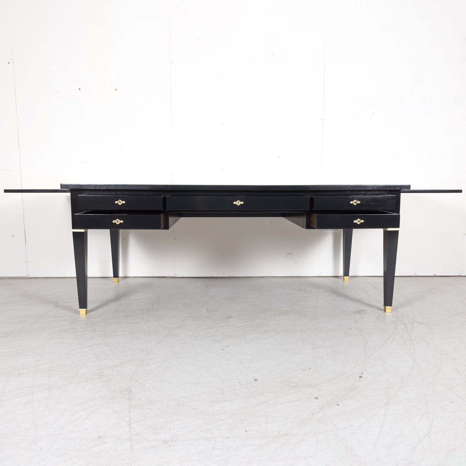 Fine Mid-20th Century Maison Jansen French Louis XVI Style Ebonized Bureau Plat or Desk