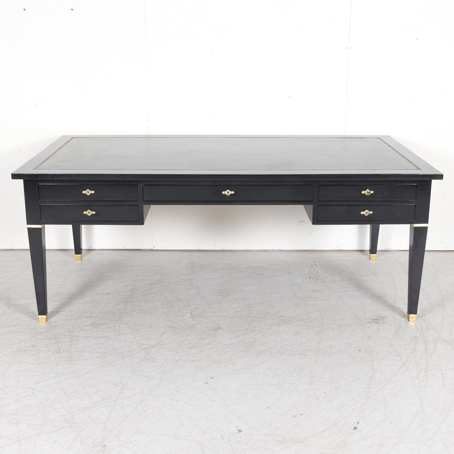 Fine Mid-20th Century Maison Jansen French Louis XVI Style Ebonized Bureau Plat or Desk