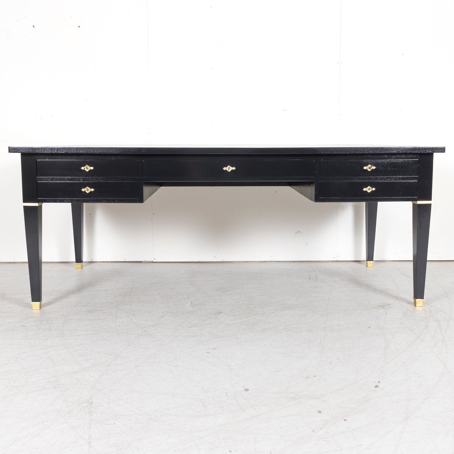 Fine Mid-20th Century Maison Jansen French Louis XVI Style Ebonized Bureau Plat or Desk