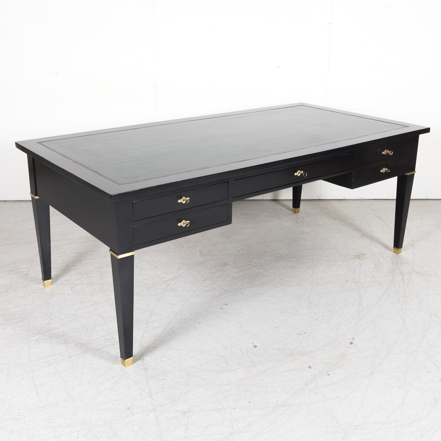 Fine Mid-20th Century Maison Jansen French Louis XVI Style Ebonized Bureau Plat or Desk