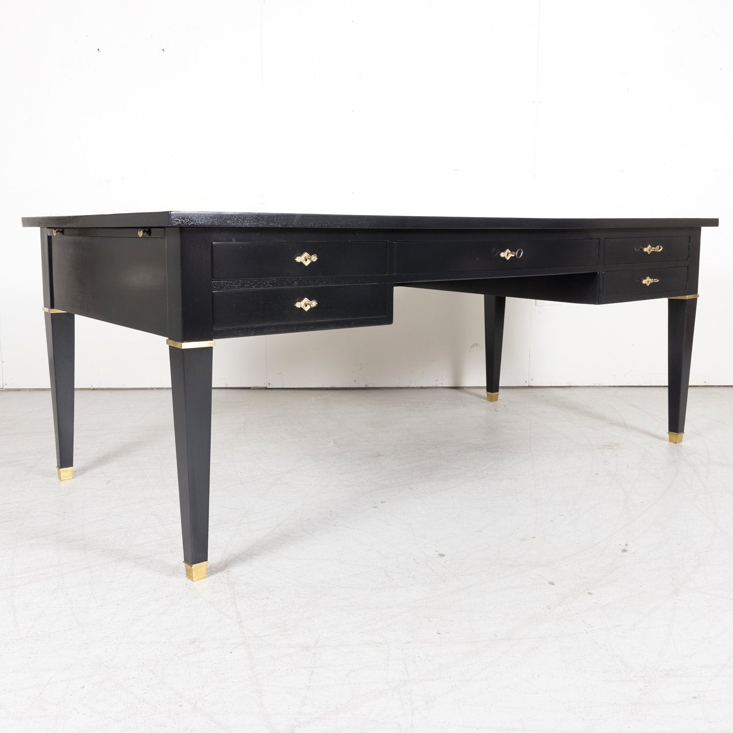 Fine Mid-20th Century Maison Jansen French Louis XVI Style Ebonized Bureau Plat or Desk