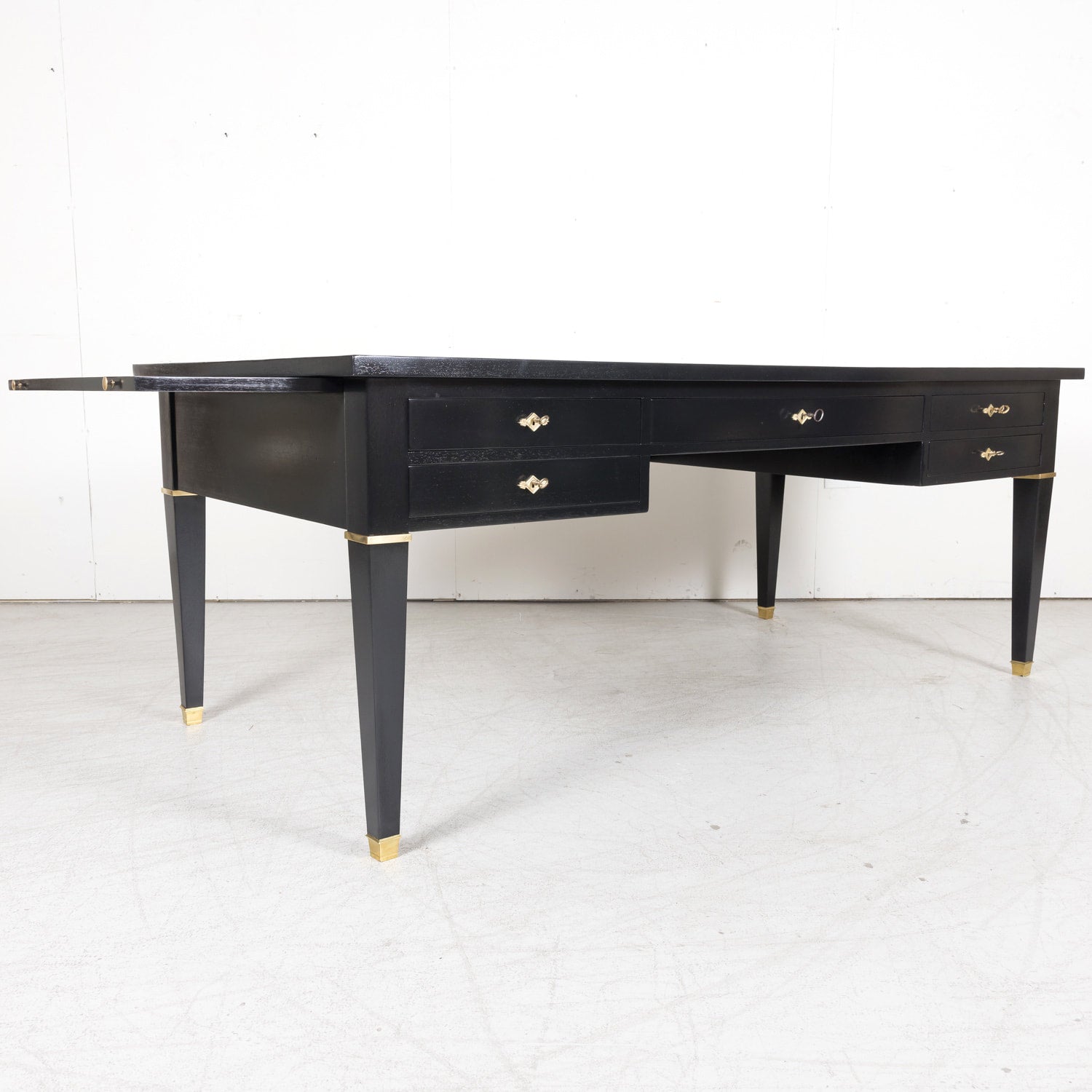Fine Mid-20th Century Maison Jansen French Louis XVI Style Ebonized Bureau Plat or Desk