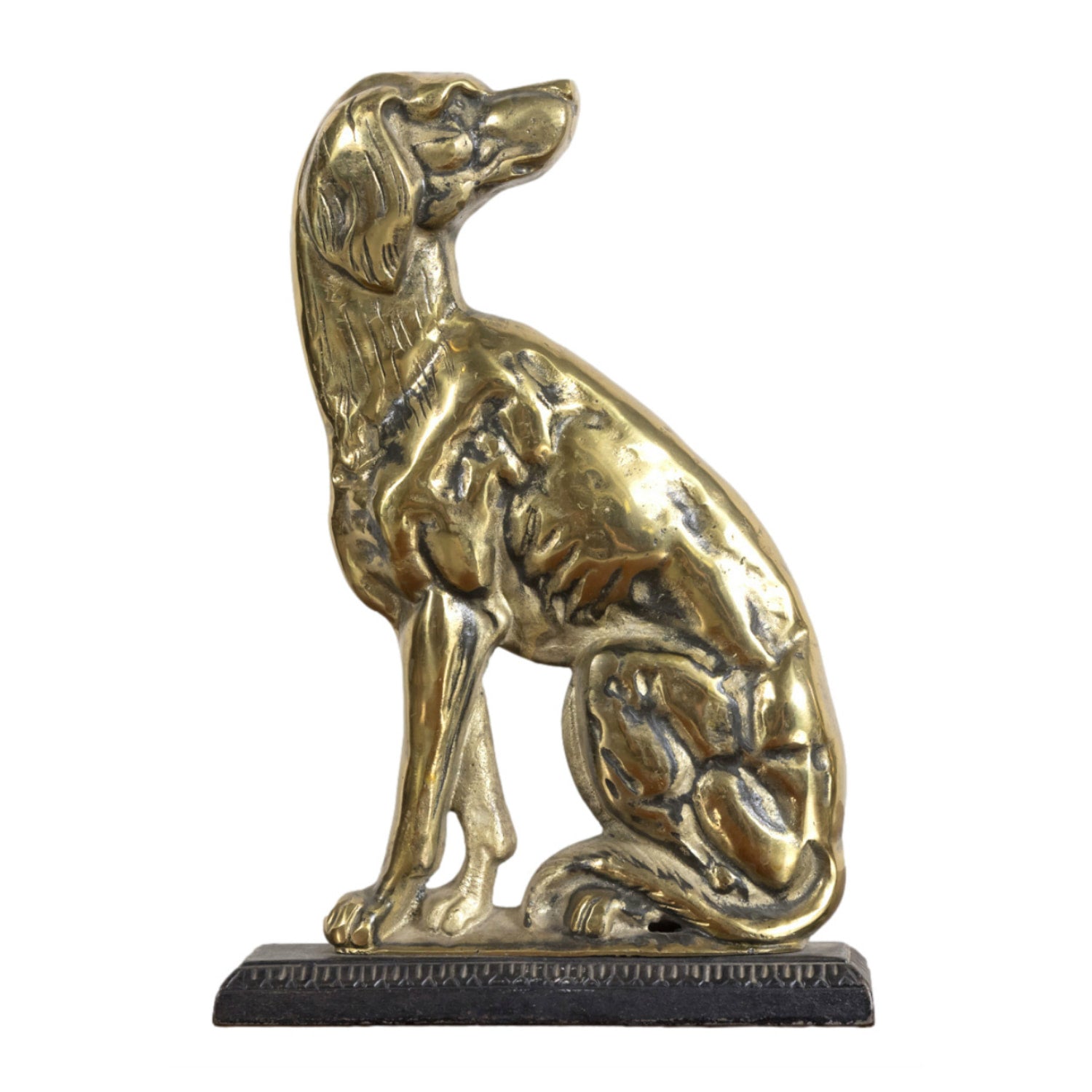 Pair of 19th Century English Brass Hunting Dog Doorstops or Bookends