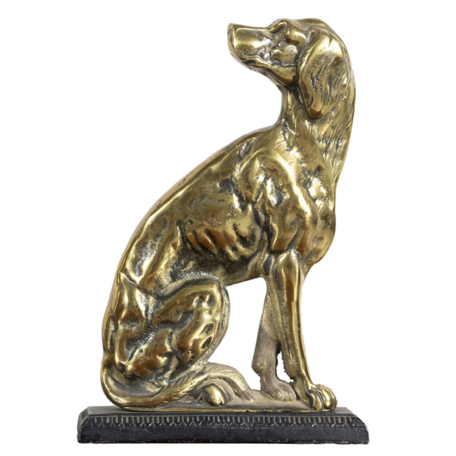 Pair of 19th Century English Brass Hunting Dog Doorstops or Bookends