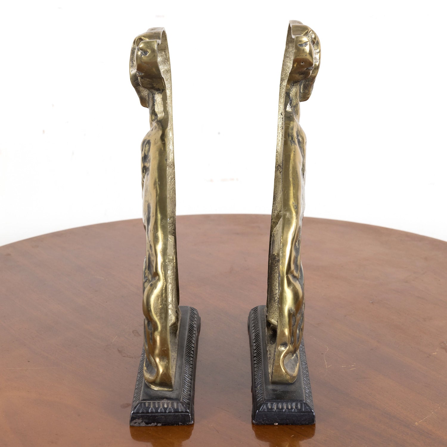 Pair of 19th Century English Brass Hunting Dog Doorstops or Bookends