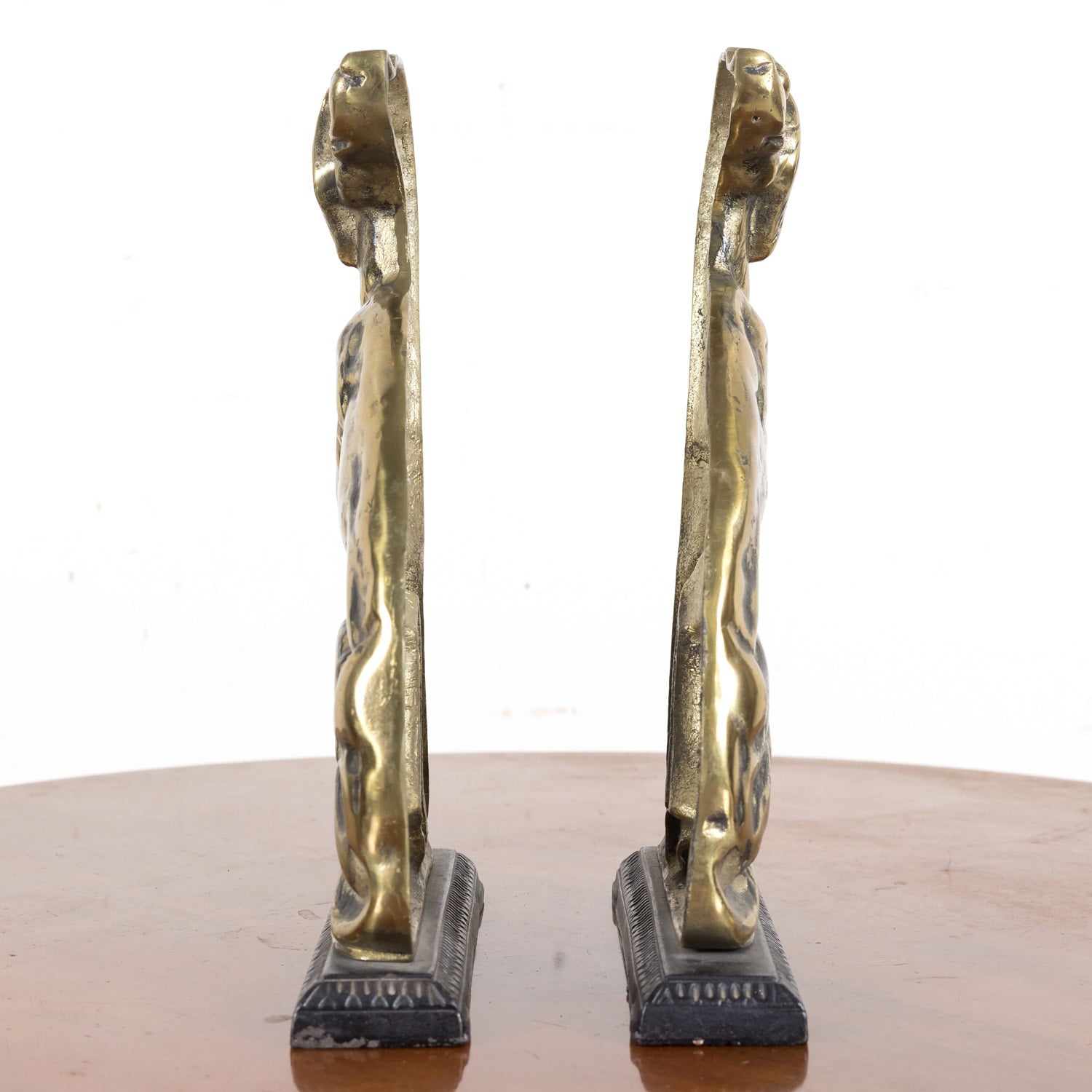 Pair of 19th Century English Brass Hunting Dog Doorstops or Bookends