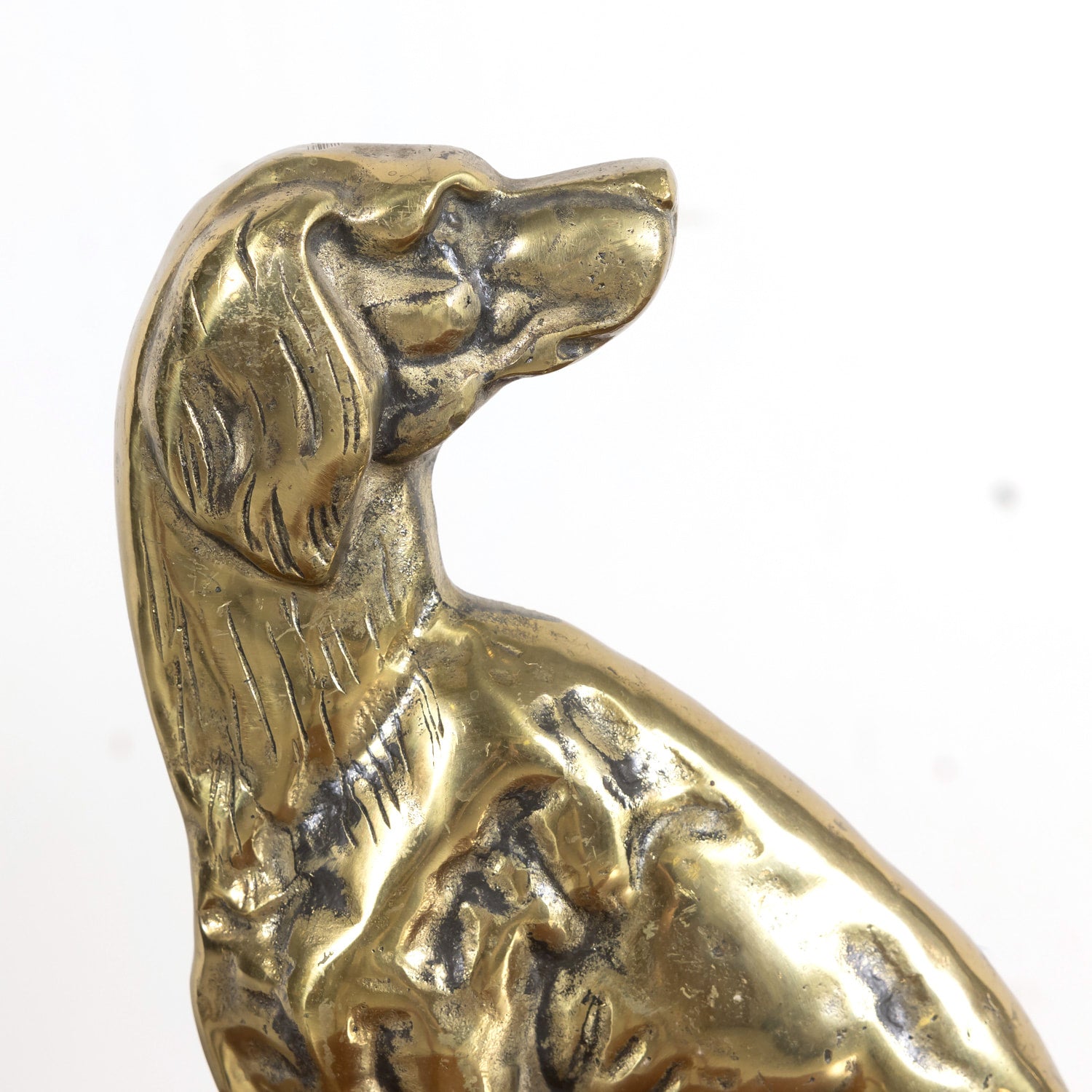 Pair of 19th Century English Brass Hunting Dog Doorstops or Bookends